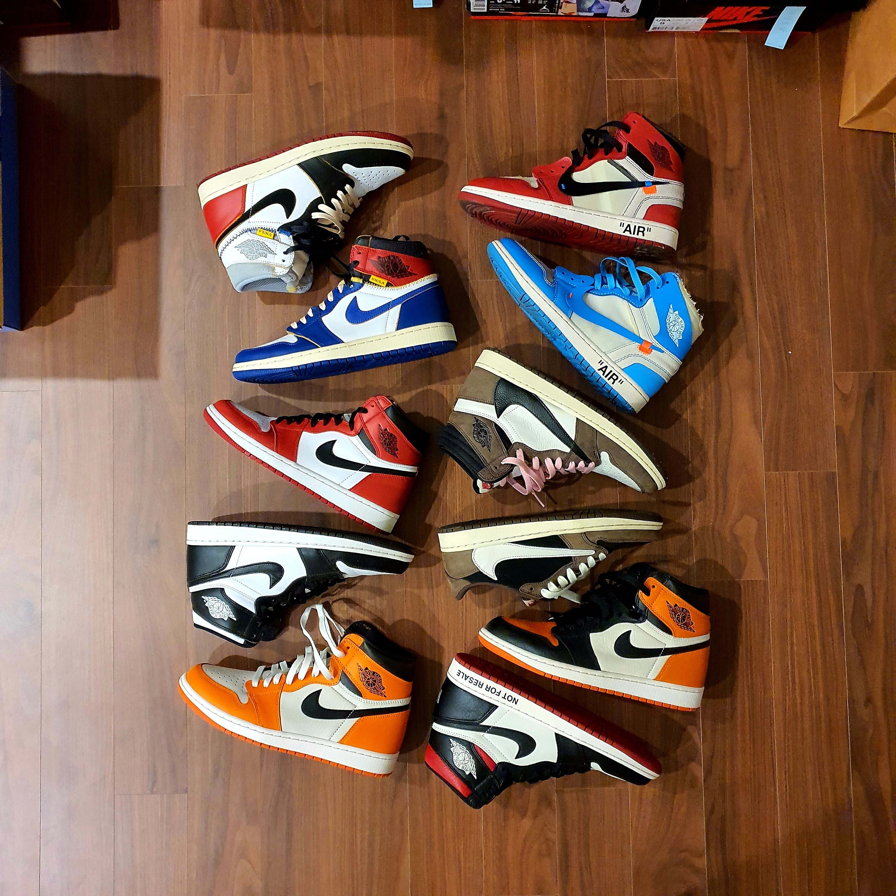 Jordan 1 x Off-White Retro High University Blue, Jordan 1 x Off-White Retro High Chicago The Ten 착용 스타일