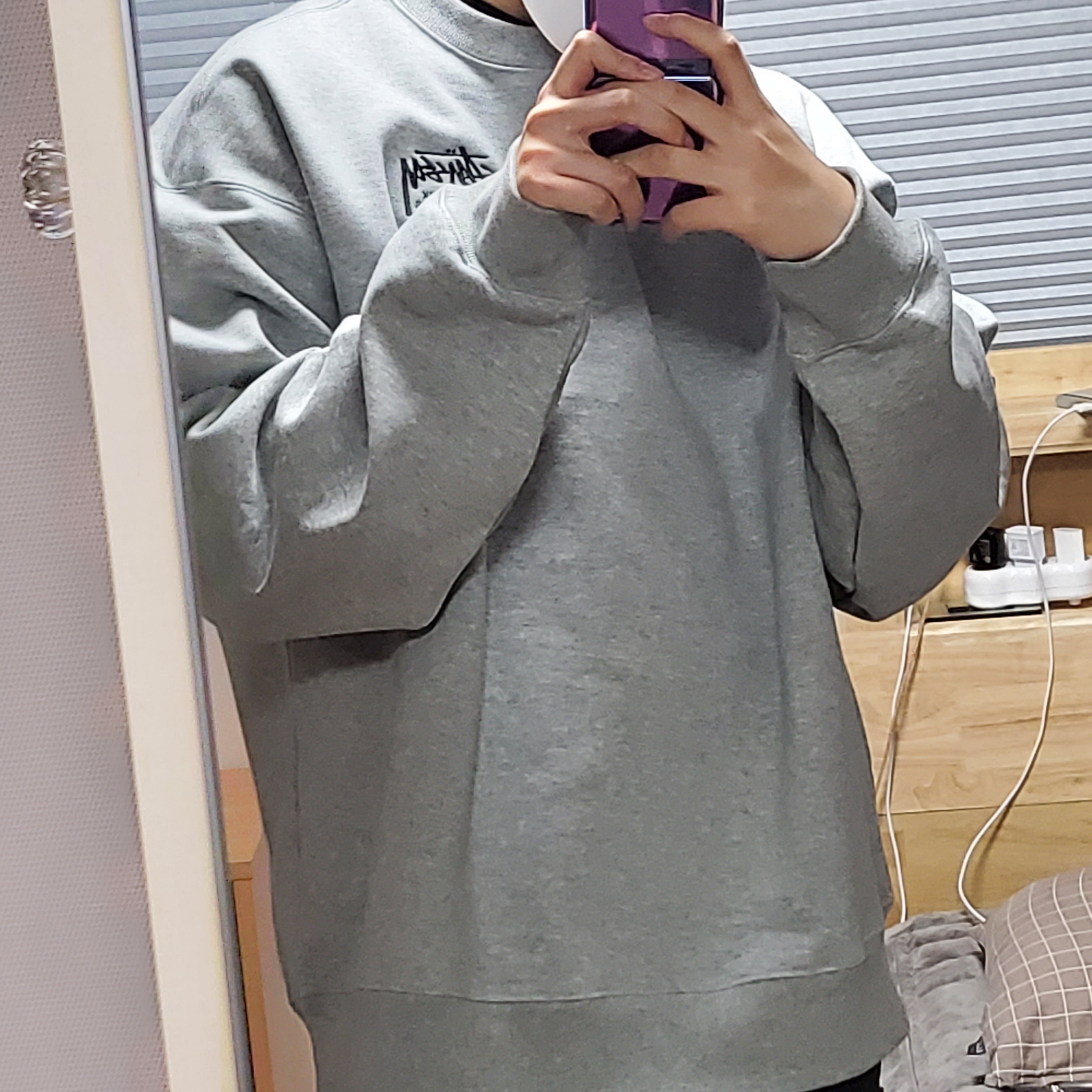 Nike x Stussy NRG ZR Fleece Crewneck Heather Grey - US/EU 착용 스타일