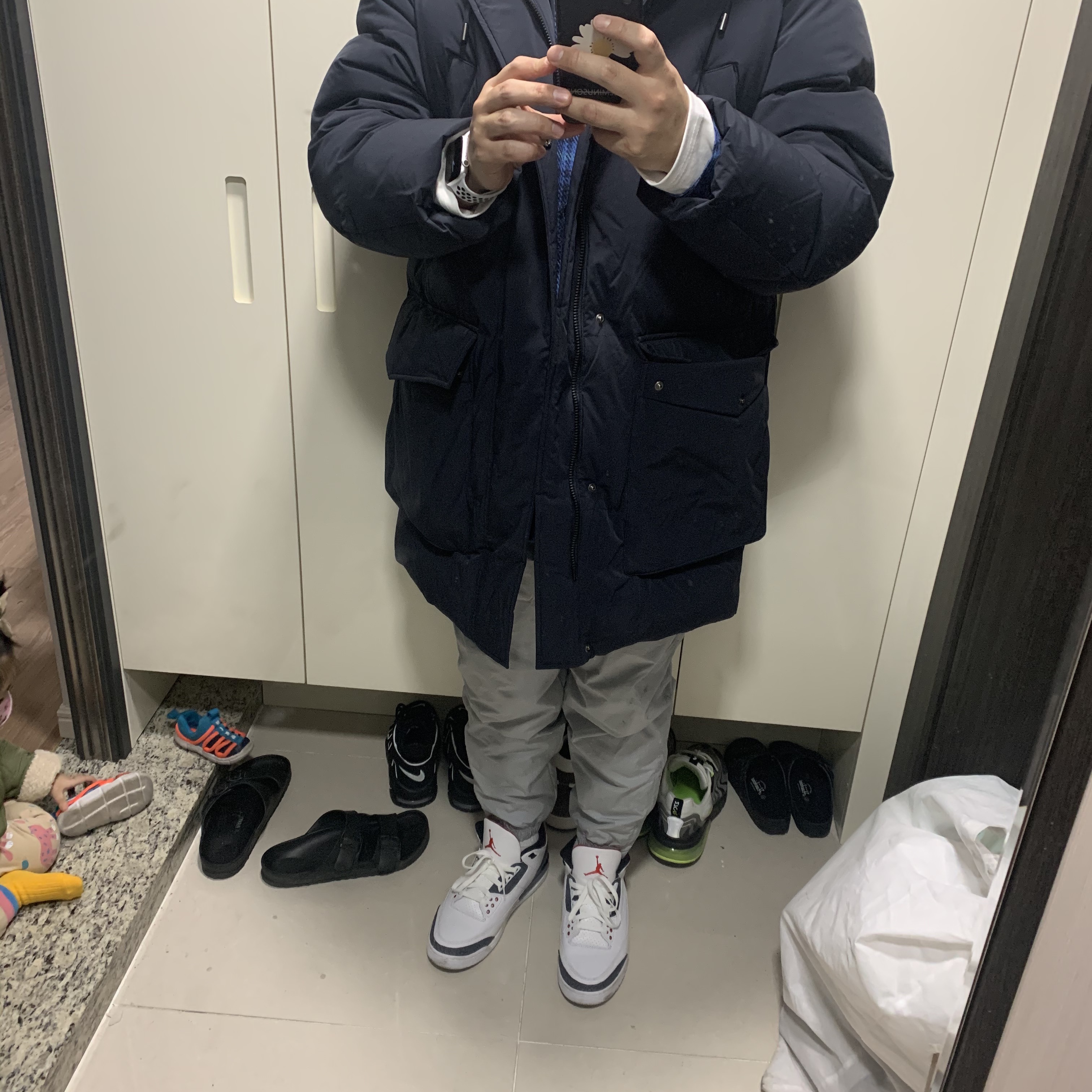 Jordan 3 Retro SE Denim Fire Red 착용 스타일 - 1