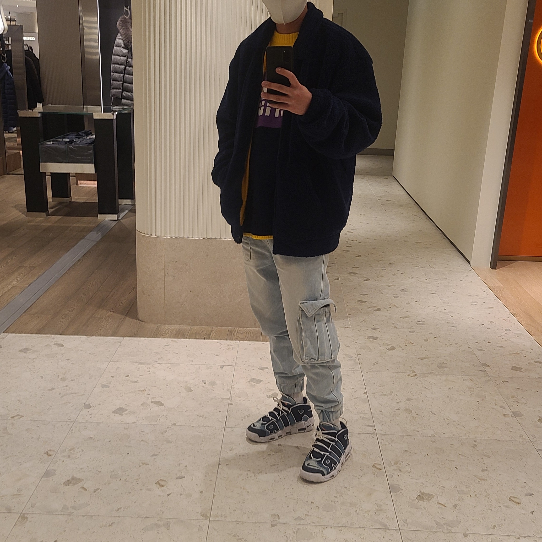 Nike Air More Uptempo 96 Denim 착용 스타일