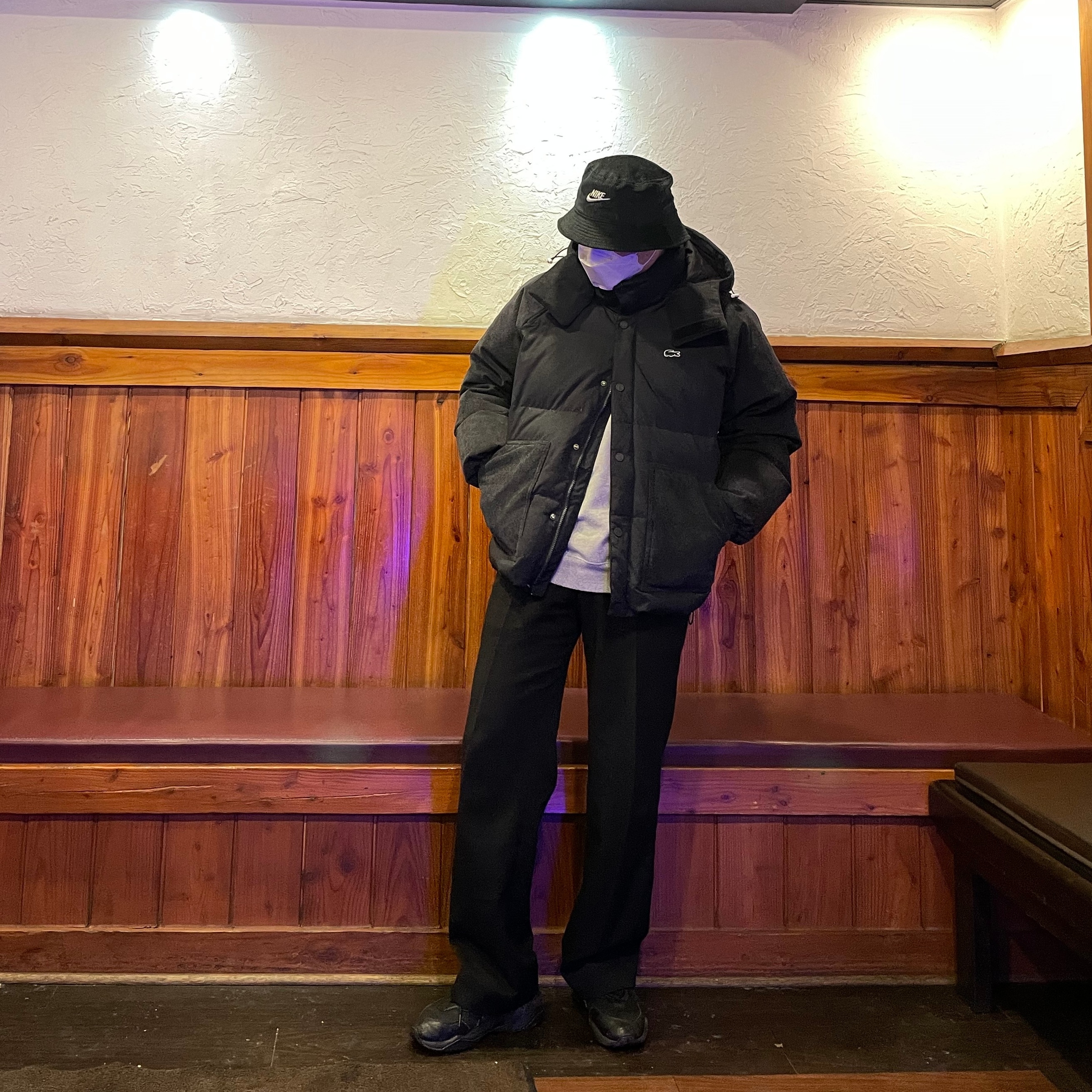 Nike Futura Corduroy Bucket Black, Puma Thunder Desert Triple Black 착용 스타일