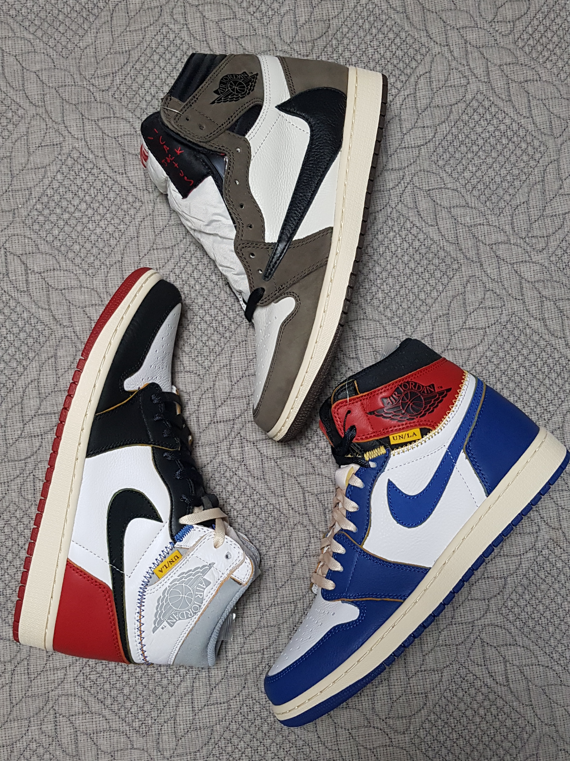 Jordan 1 x Travis Scott Retro High OG SP Mocha, Jordan 1 x Union Retro High Black Toe 착용 스타일