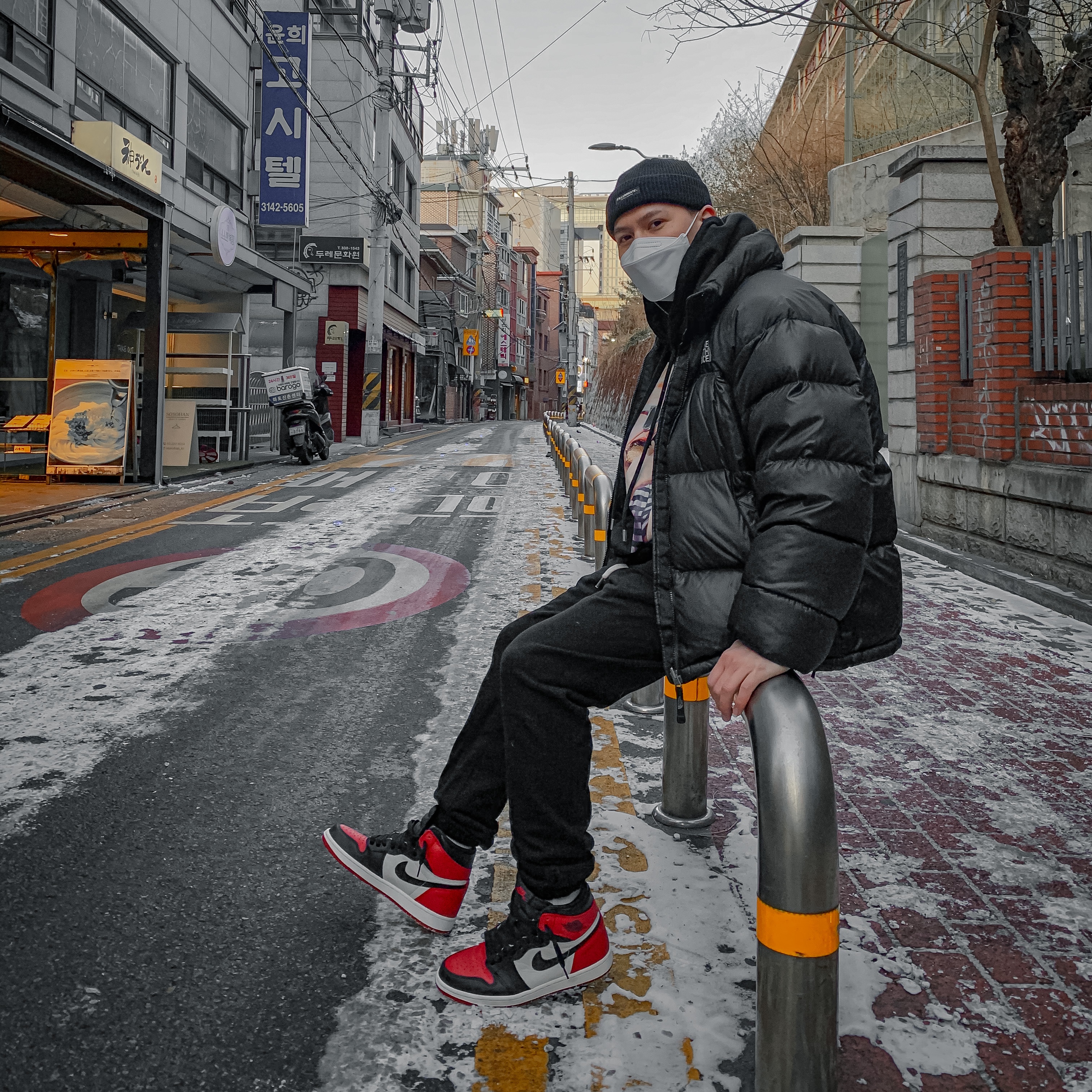 Jordan 1 Retro High OG Bred Toe 착용 스타일 - 1
