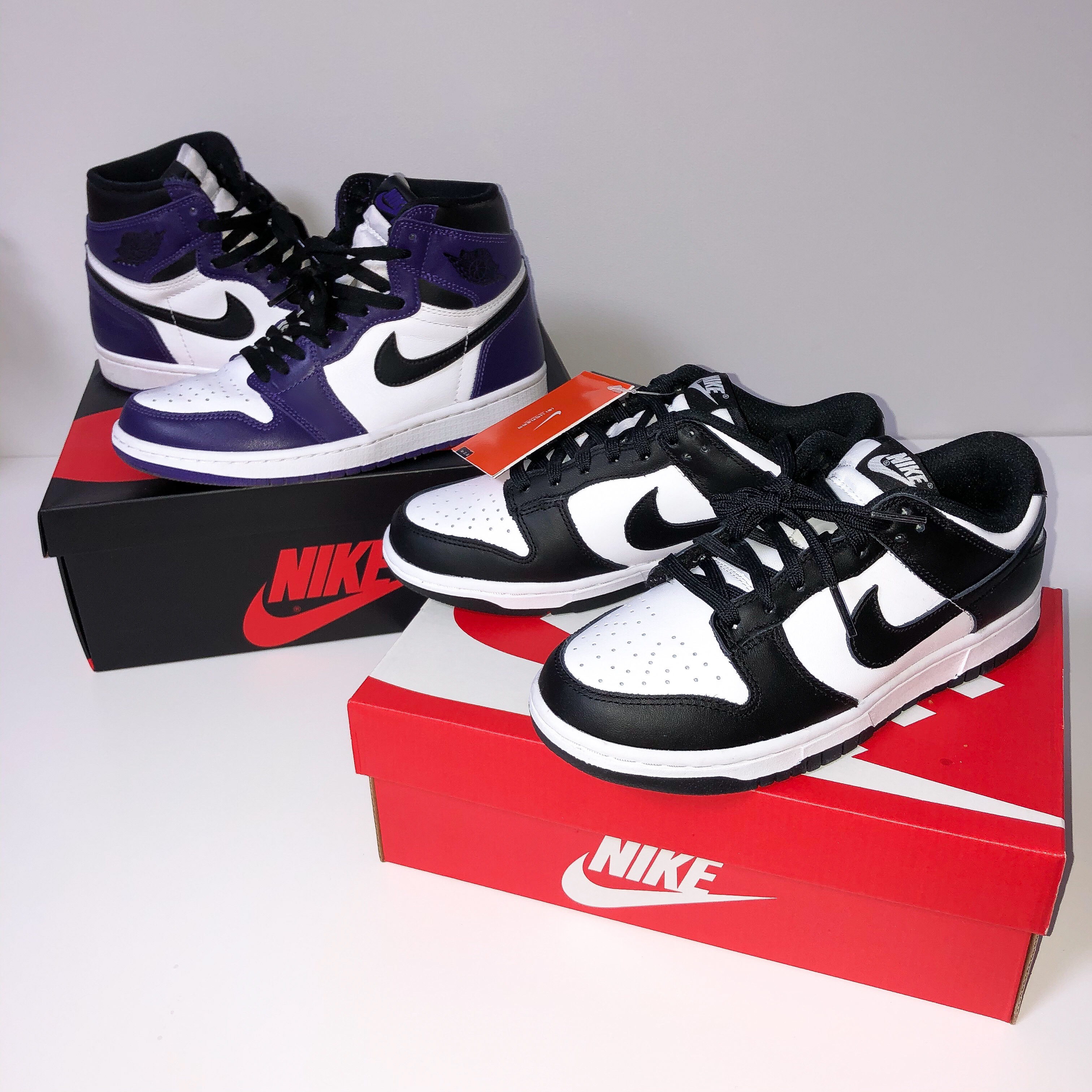 Jordan 1 Retro High OG Court Purple 2020, (W) Nike Dunk Low Black 착용 스타일