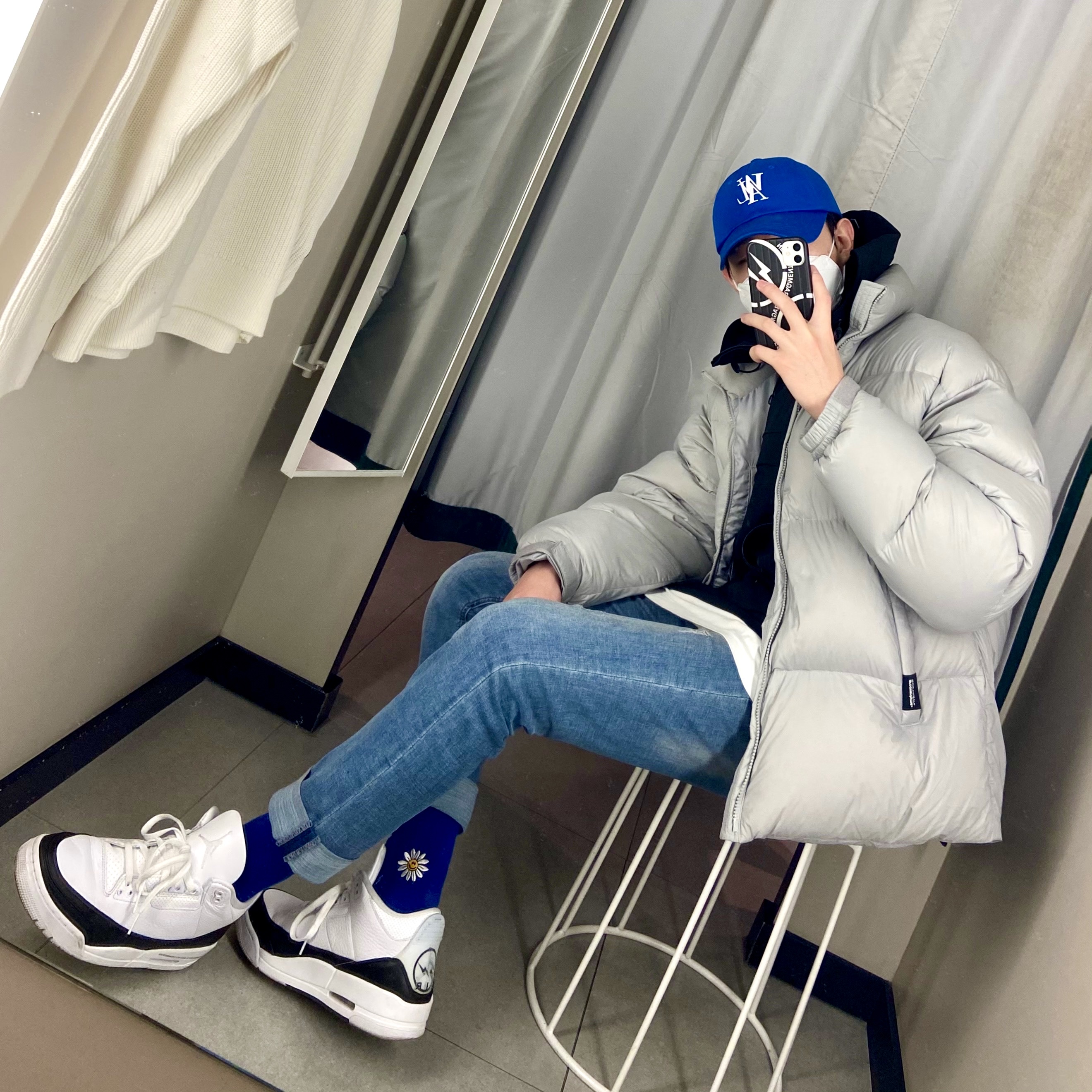 Jordan 3 x Fragment Retro SP White Black 착용 스타일 - 1