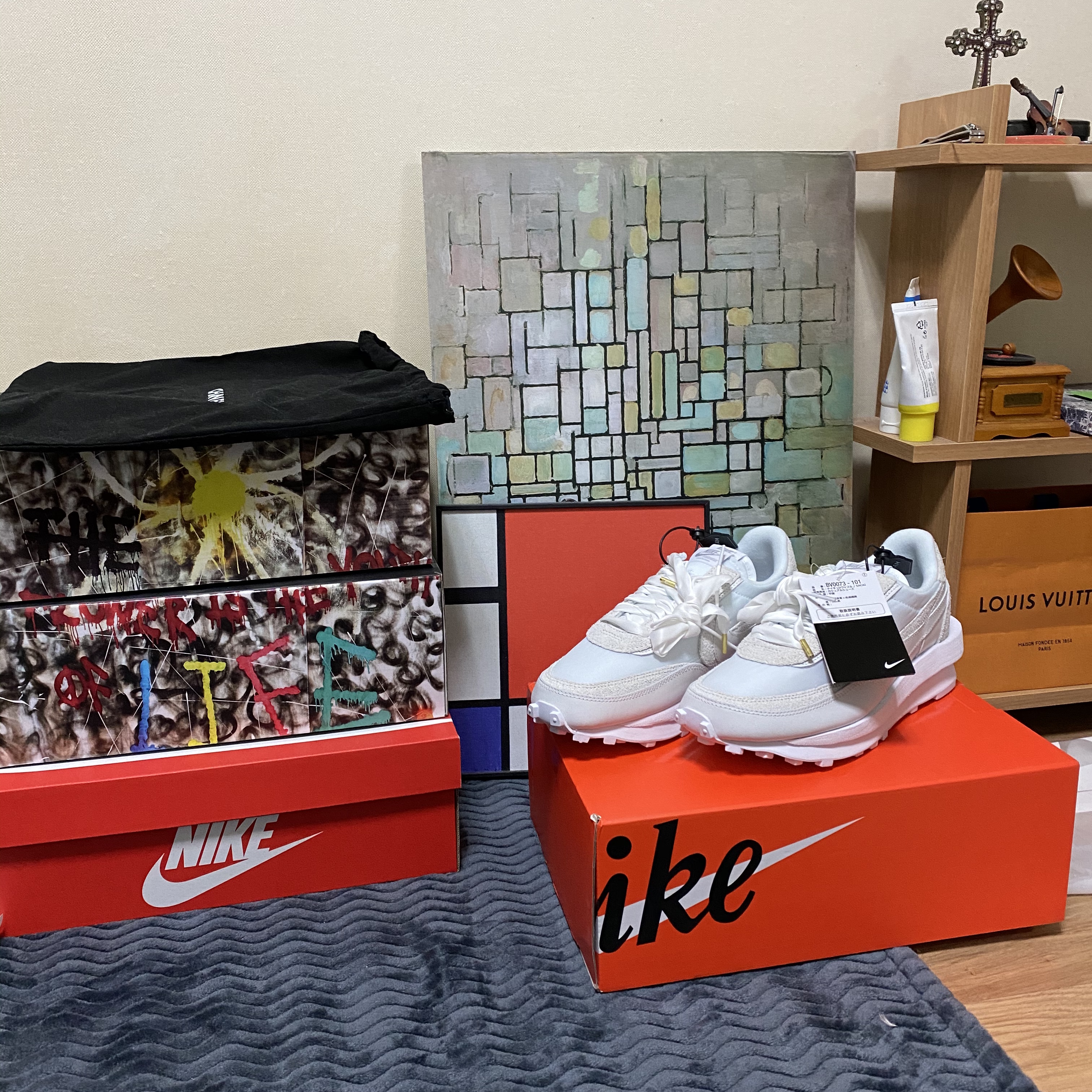 Nike x Sacai LDWaffle White Nylon 착용 스타일