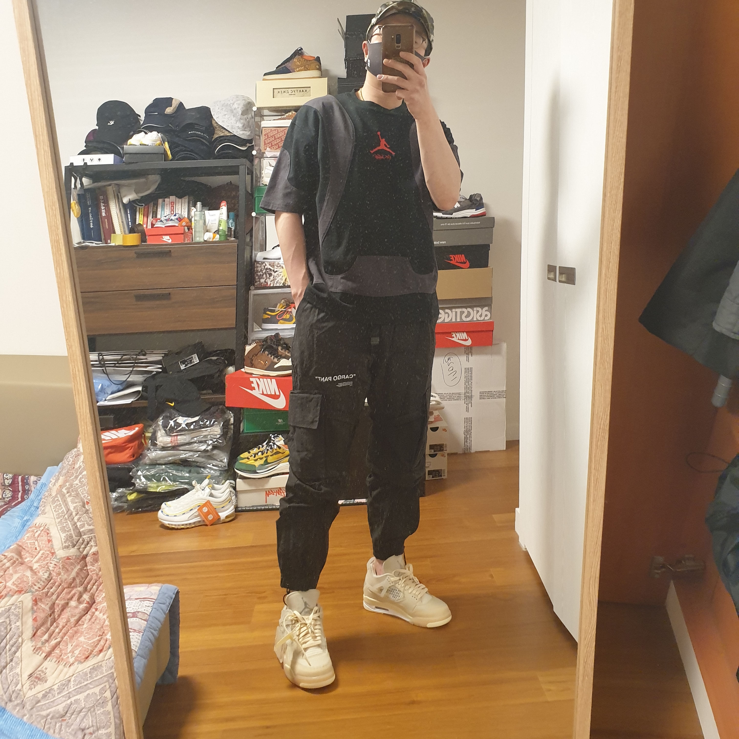 (W) Jordan 4 x Off-White Retro SP Sail 착용 스타일 - 5
