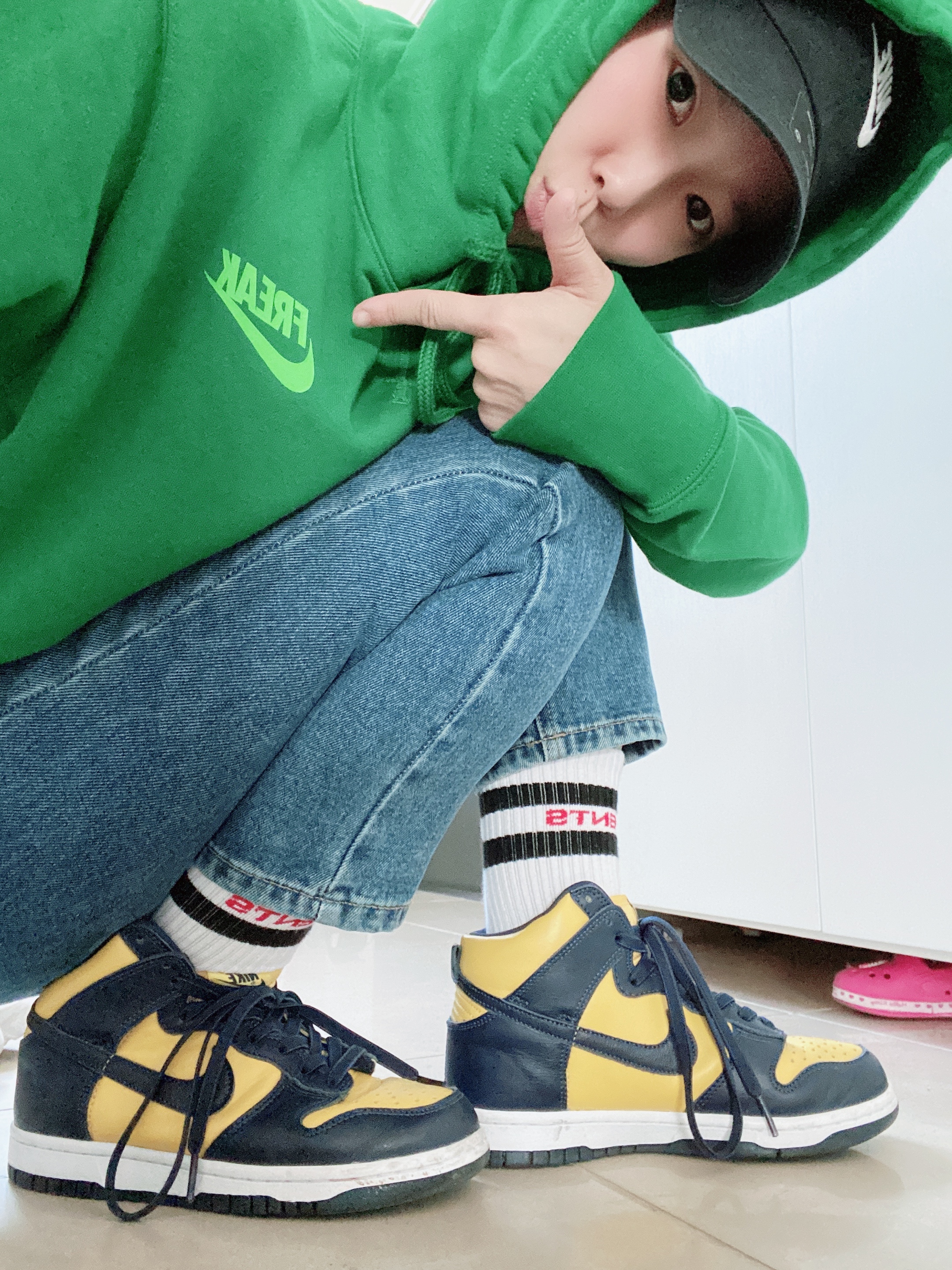 Nike Dunk High SP Maize & Blue 착용 스타일
