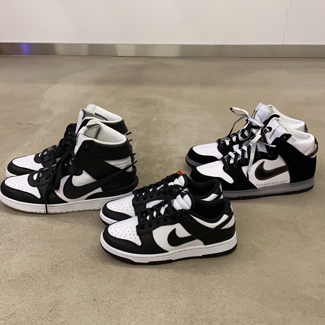 (W) Nike Dunk Low Black, Nike x Slam Jam Dunk High SP Clear Black 착용 스타일