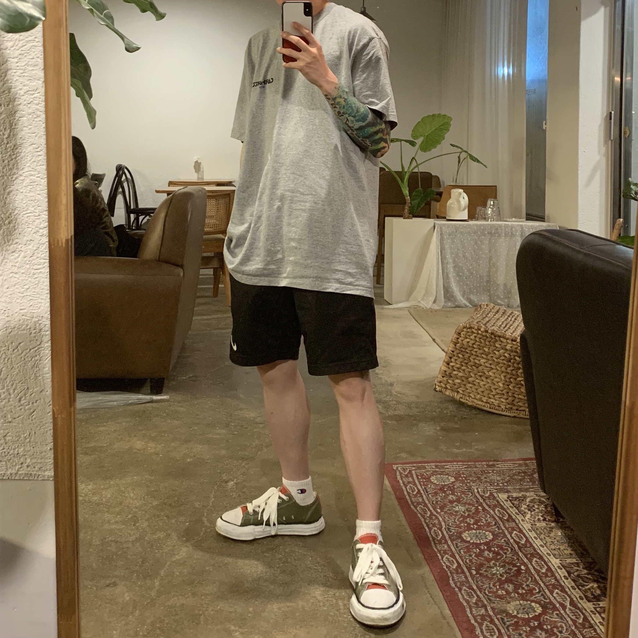 Maison Mihara Yasuhiro x Nigel Cabourn Low Cut Sneakers Army Green 착용 스타일 - 1