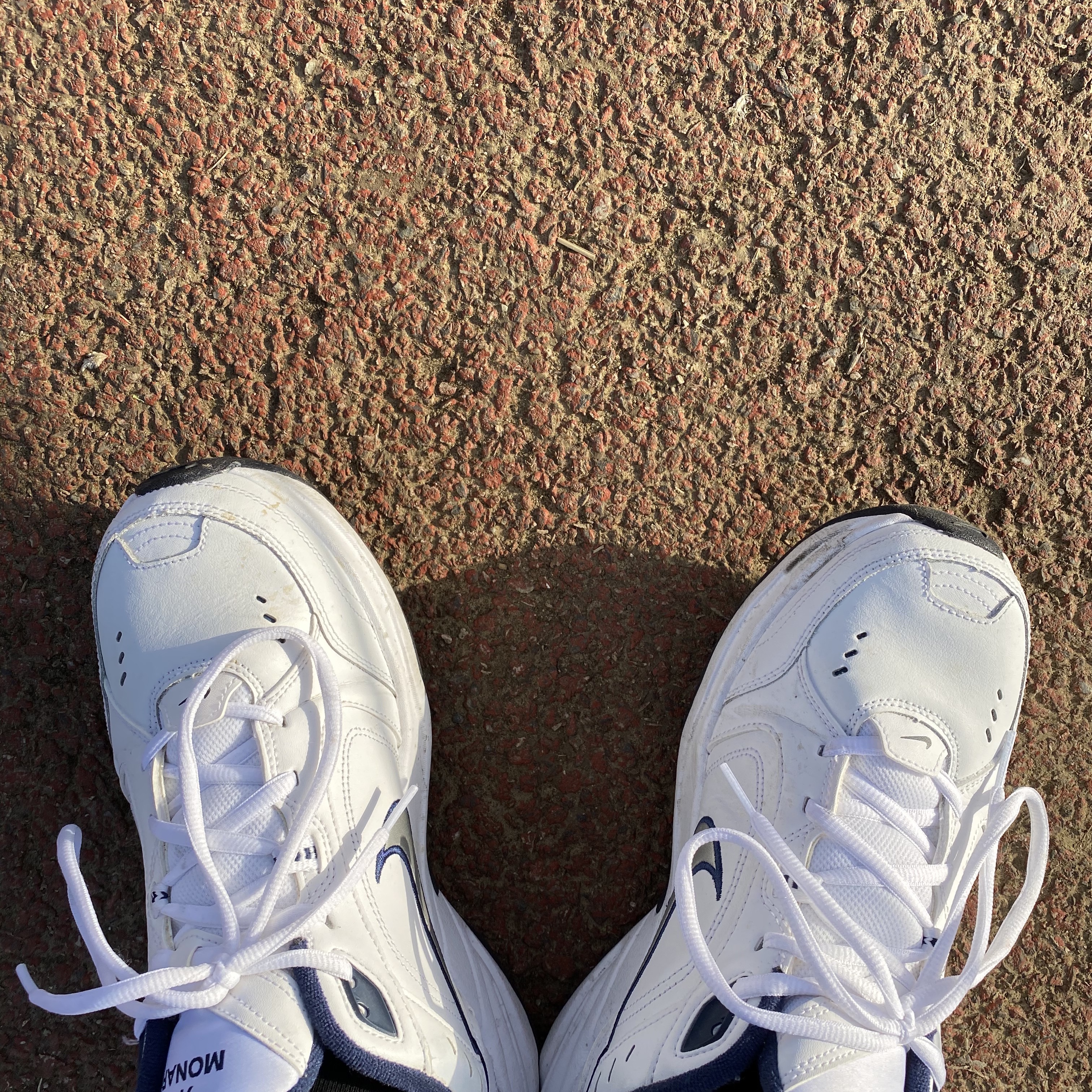 Nike Air Monarch IV White Navy 착용 스타일