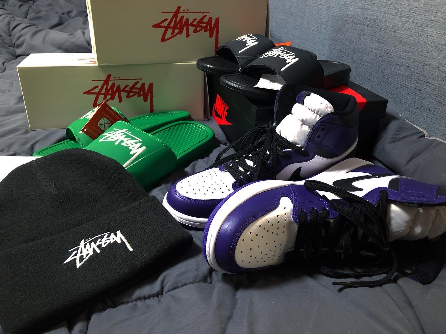 Jordan 1 Retro High OG Court Purple 2020, Nike x Stussy Cuff Beanie Black 착용 스타일 - 1