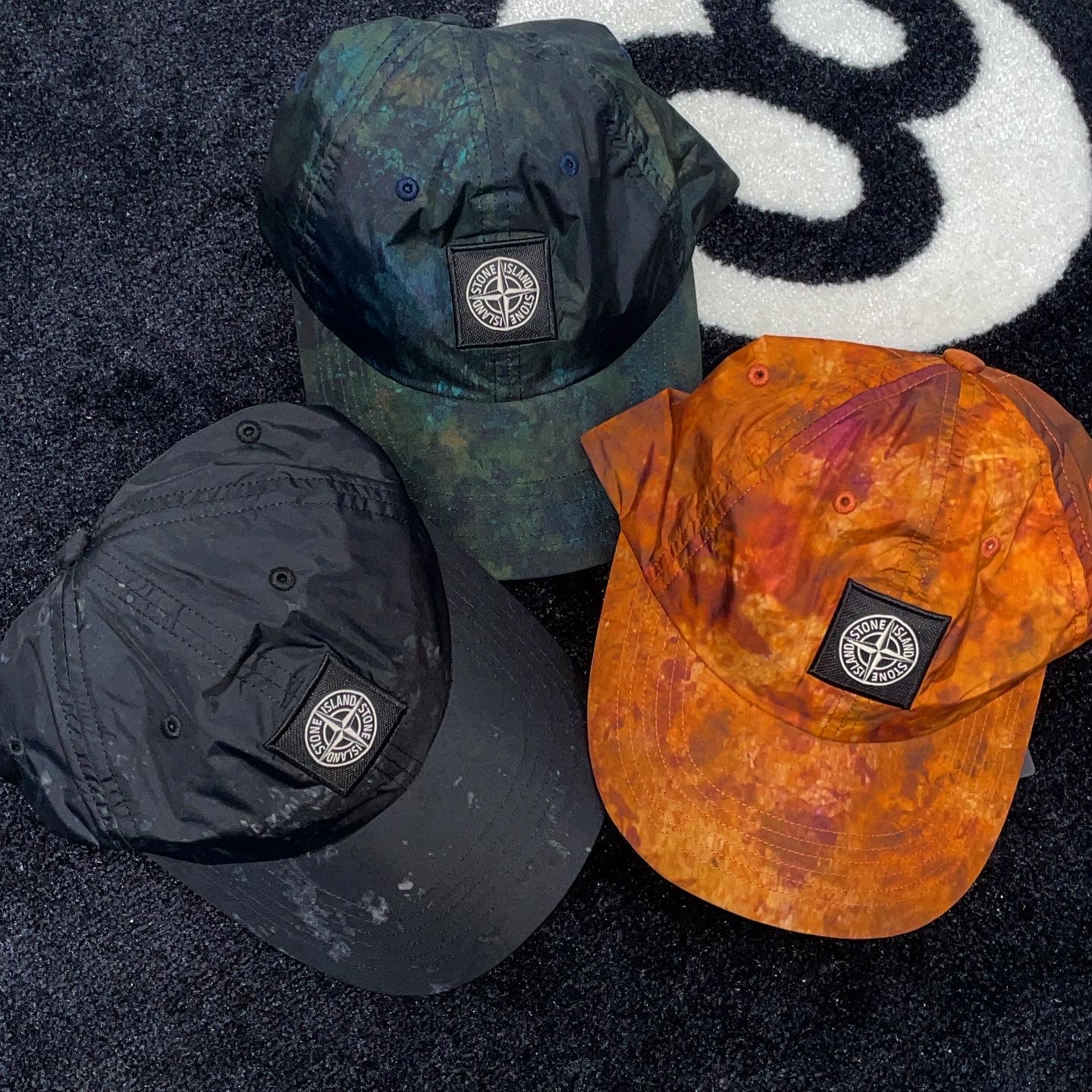 Supreme x Stone Island Painted Camo Nylon 6-Panel Black - 20FW, Supreme x Stone Island Painted Camo Nylon 6-Panel Dark Teal - 20FW 착용 스타일