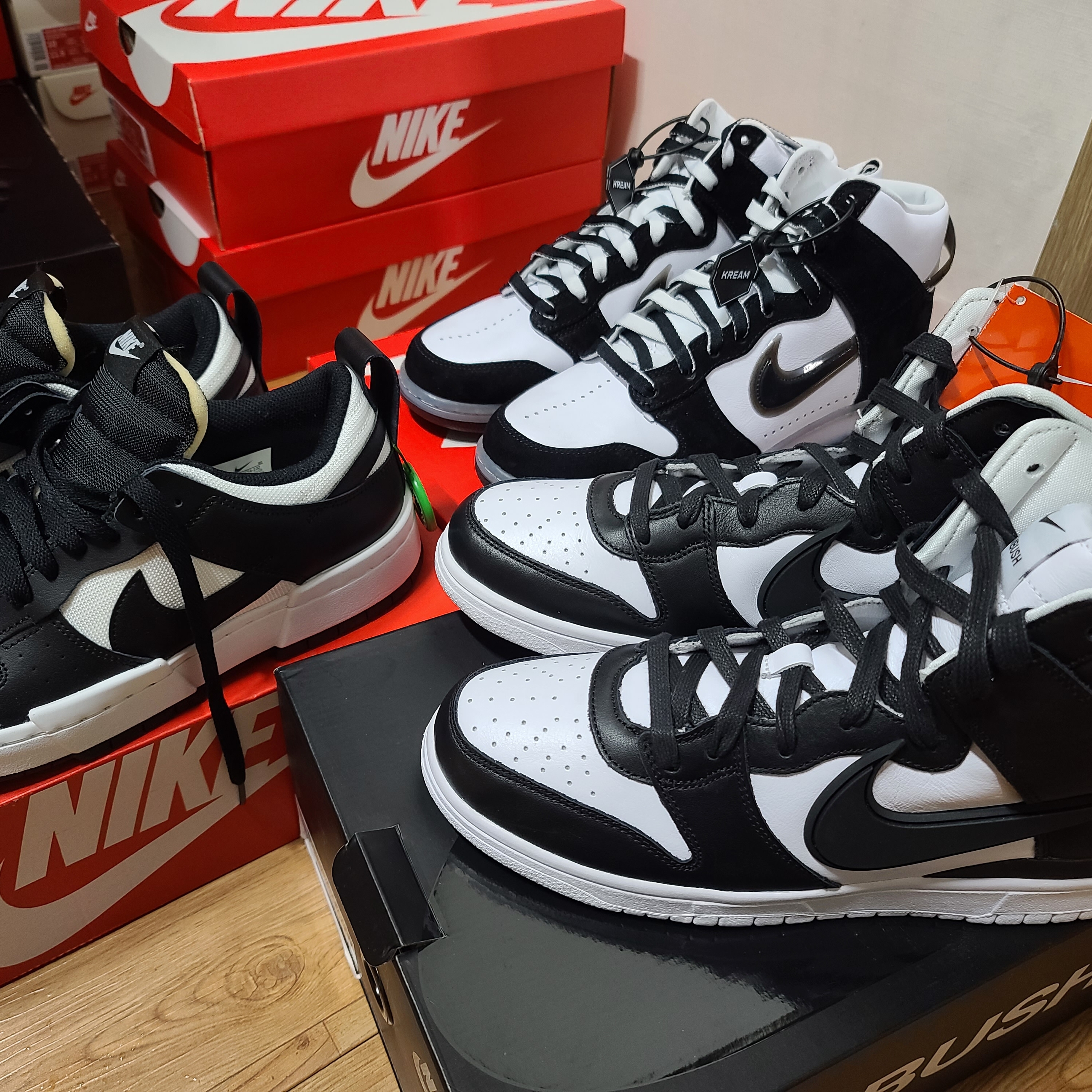 Nike x Ambush Dunk High Black, Nike x Slam Jam Dunk High SP Clear Black 착용 스타일