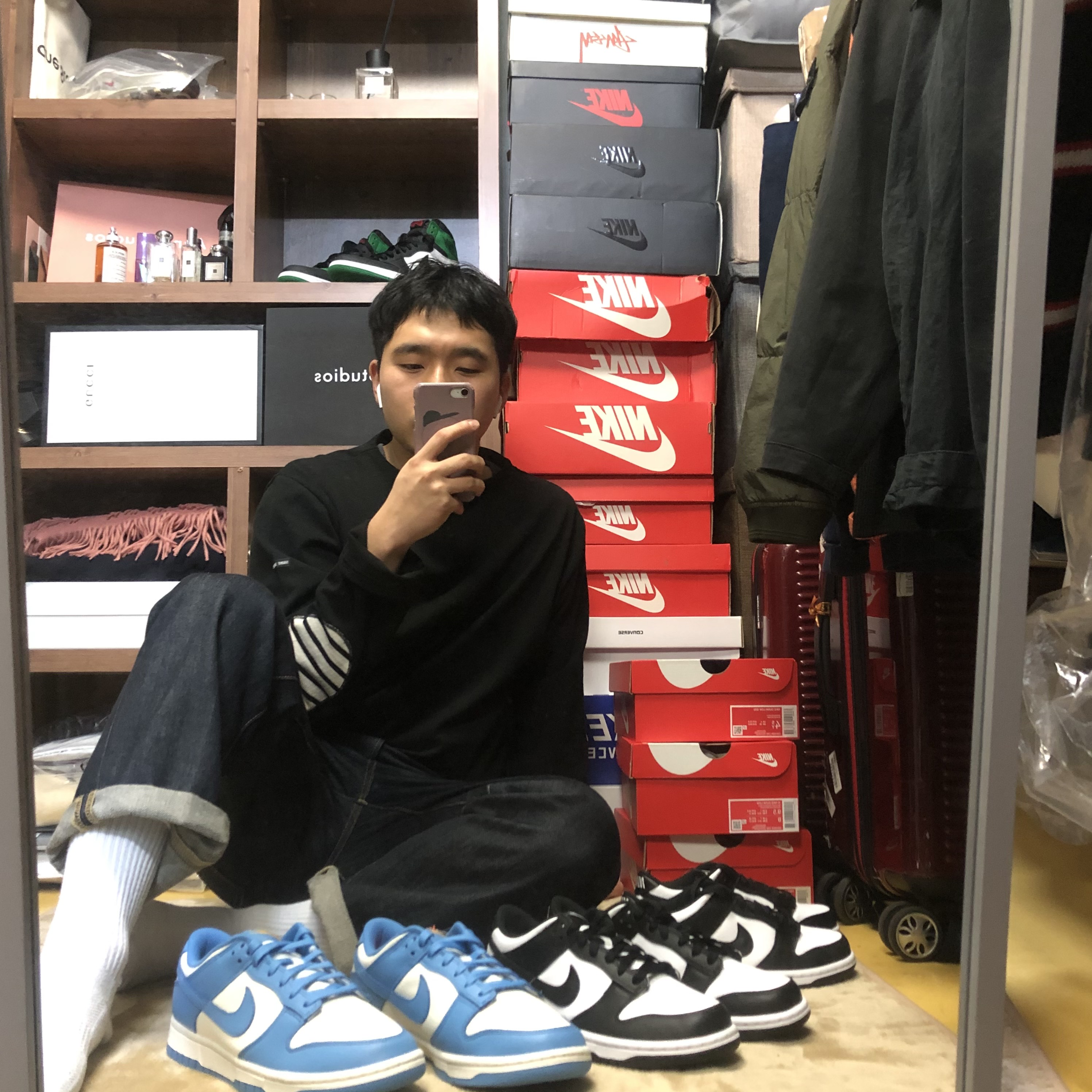 (W) Nike Dunk Low Coast, (GS) Nike Dunk Low Black 착용 스타일