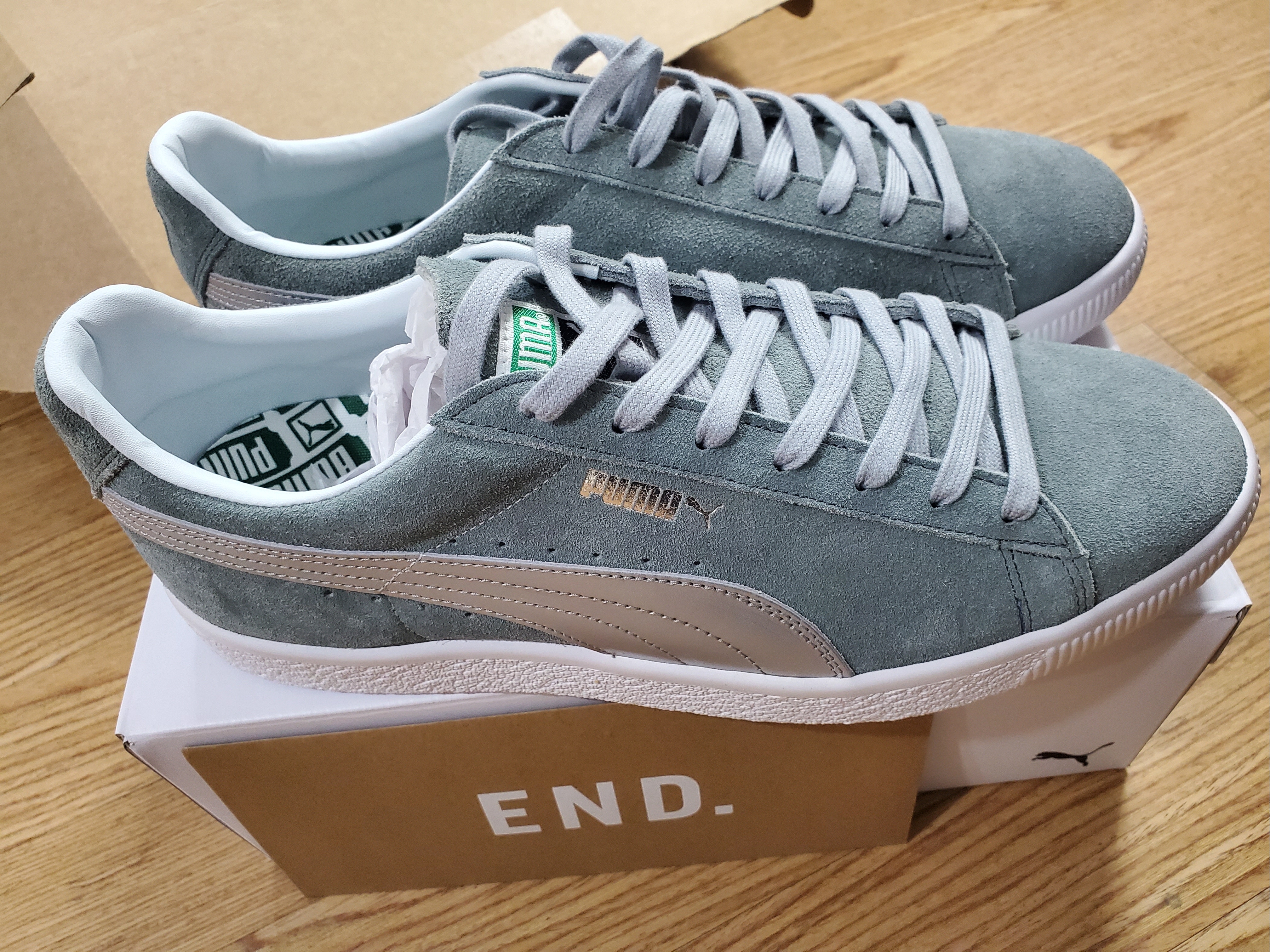 Puma Suede Vintage Made In Japan Quarry Silver 착용 스타일 - 1