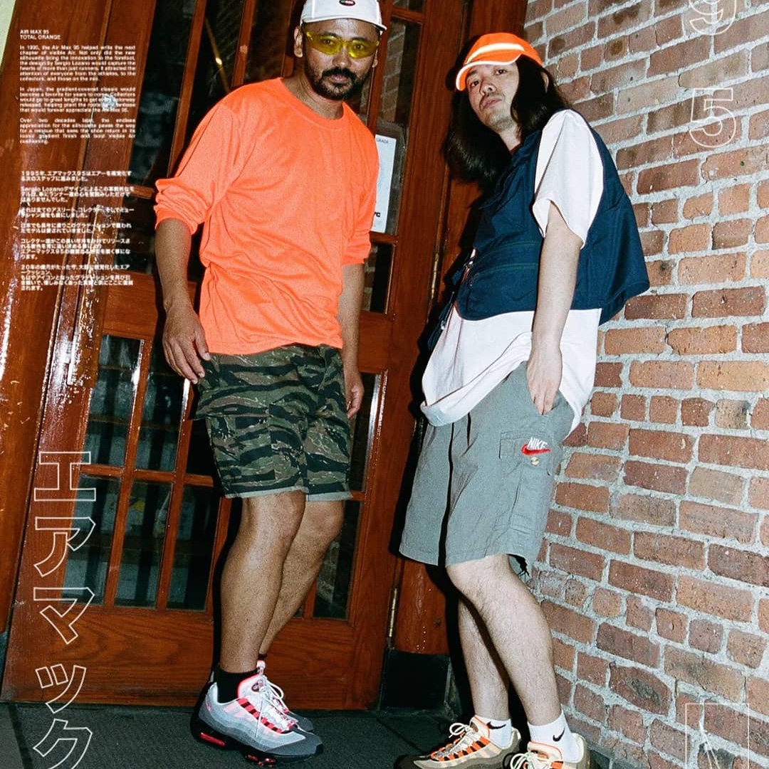 Nike Air Max 95 OG Solar Red 2018, Nike Air Max 95 OG Neutral Olive Total Orange 착용 스타일