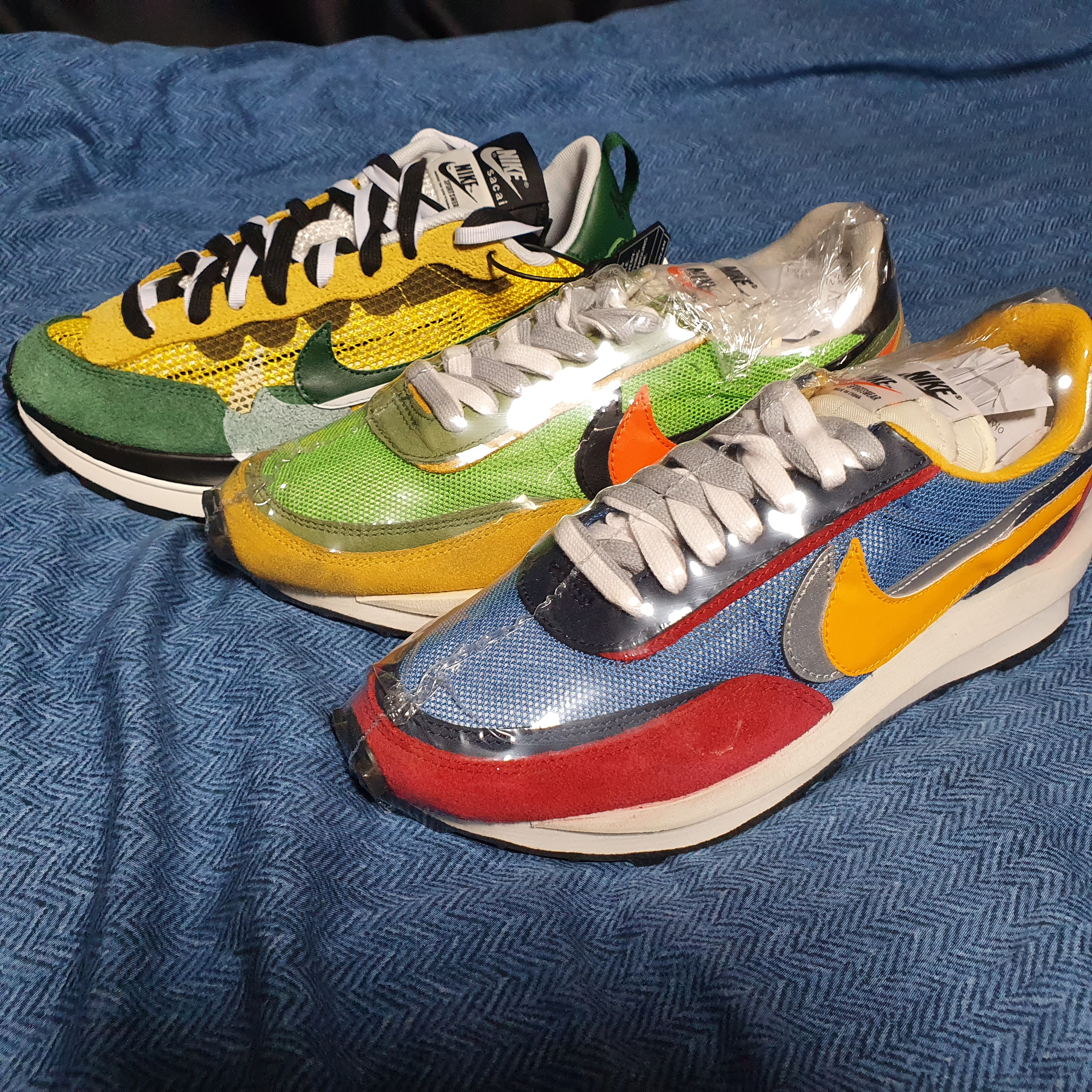 Nike x Sacai VaporWaffle Tour Yellow & Gorge Green Sail 착용 스타일 - 2