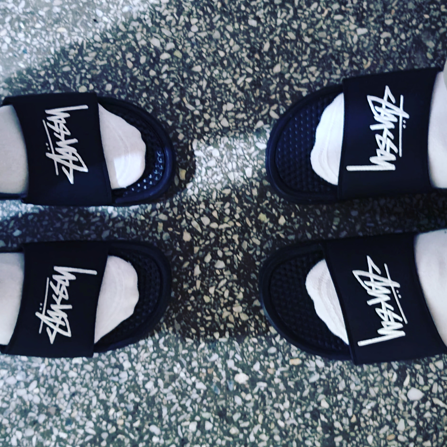 Nike x Stussy Benassi Slide Black 착용 스타일