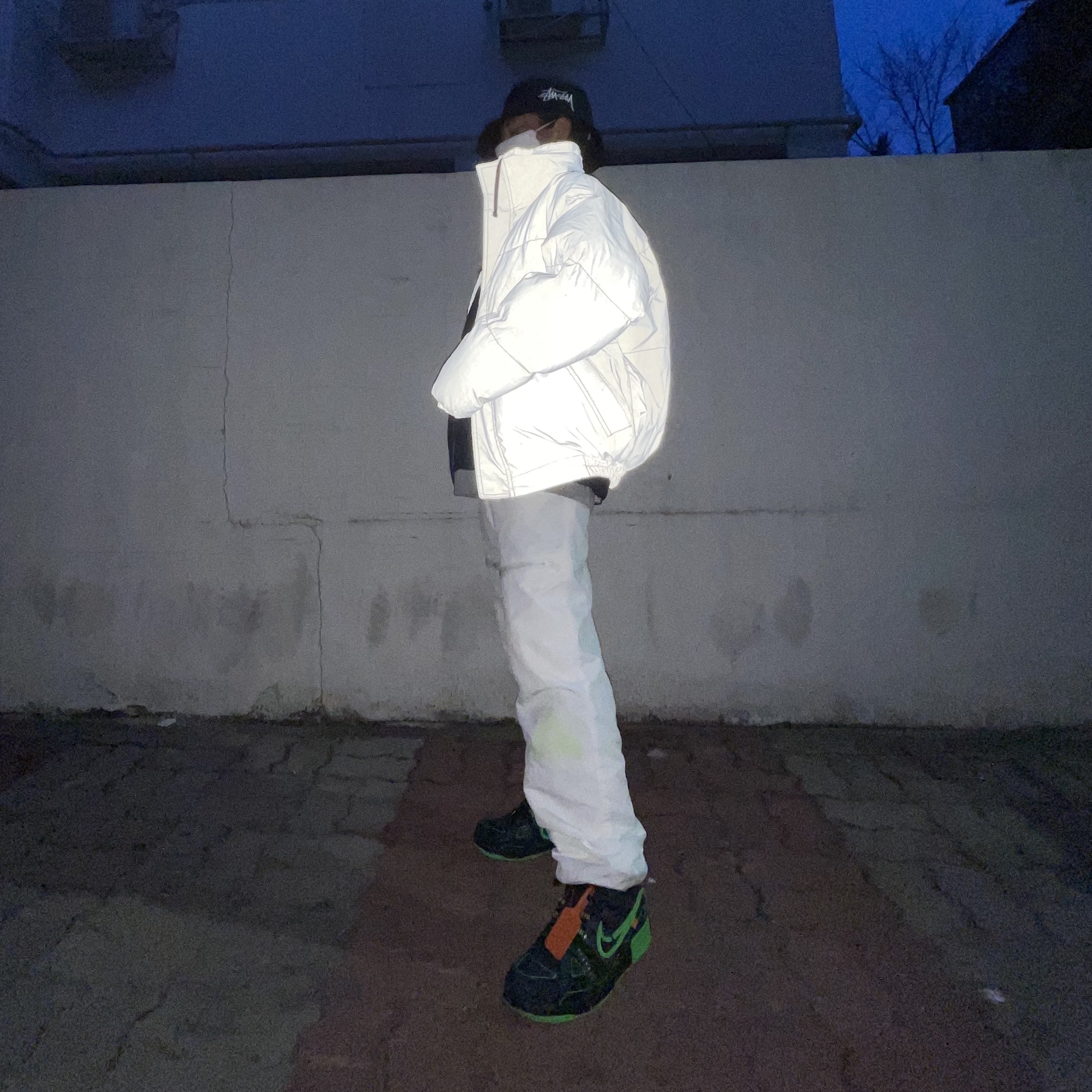 Nike x Off-White Air Rubber Dunk Green Strike, Supreme x Stone Island Painted Camo Nylon 6-Panel Dark Teal - 20FW 착용 스타일 - 2