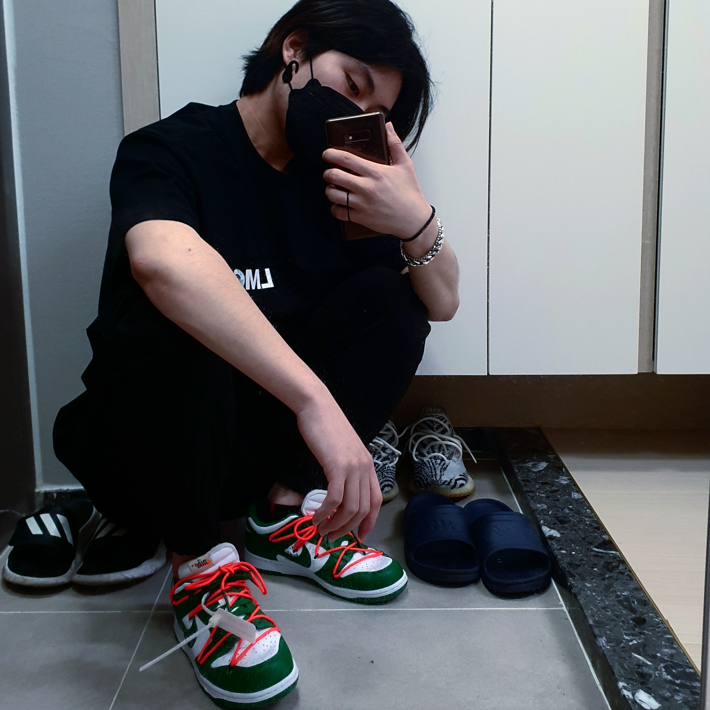 Nike x Off-White Dunk Low Pine Green 착용 스타일