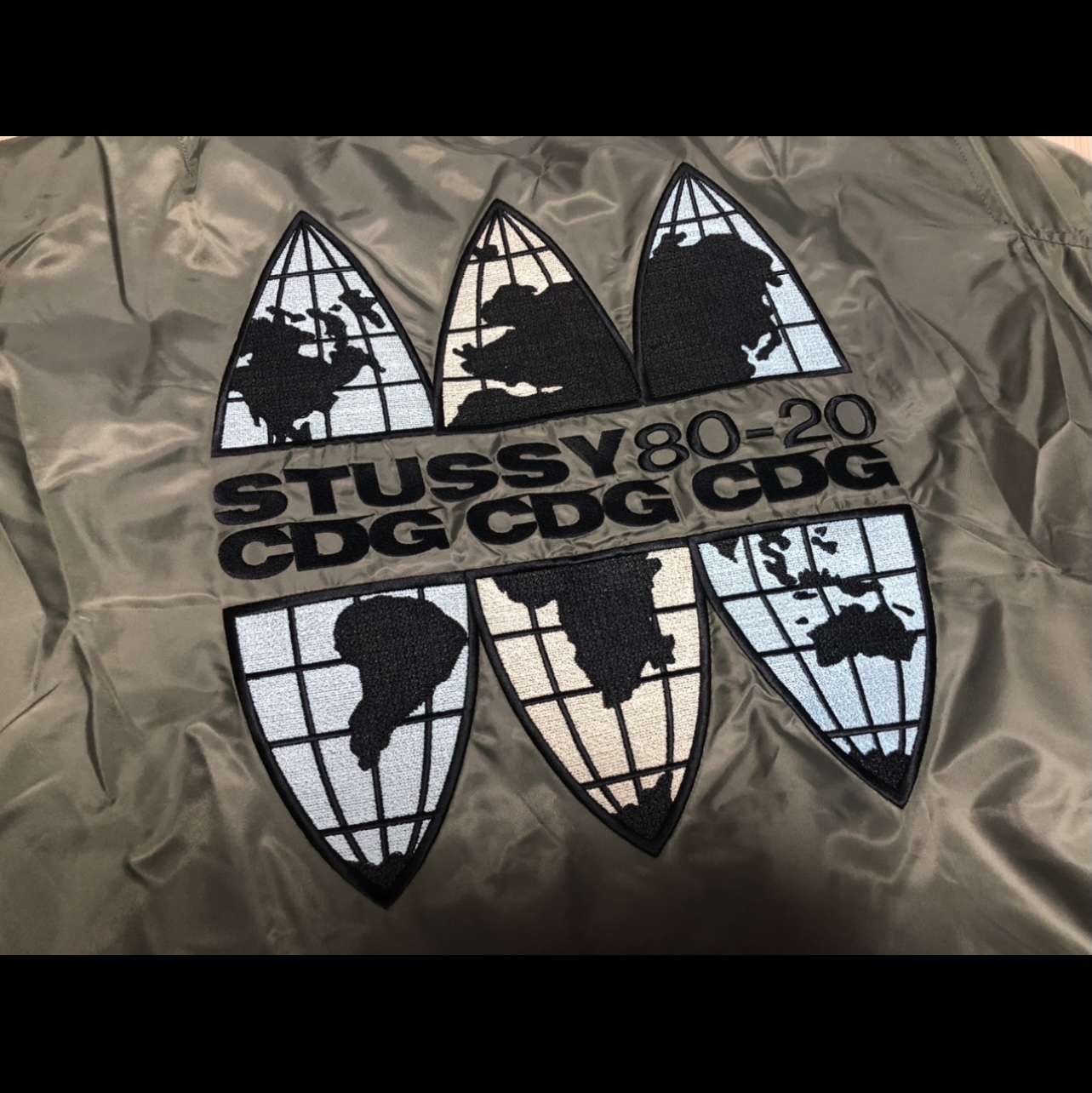 Stussy x CDG MA-1 Jacket Olive 착용 스타일