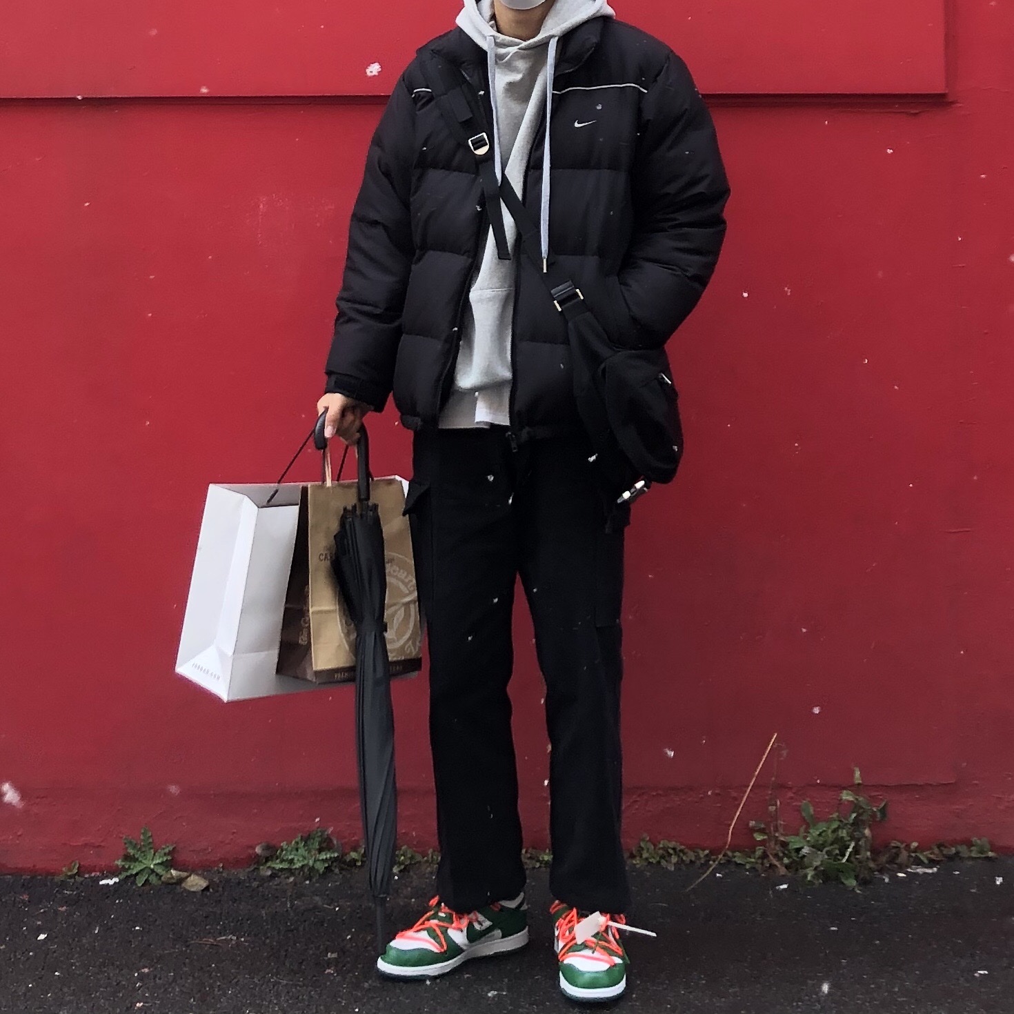 Nike x Off-White Dunk Low Pine Green 착용 스타일