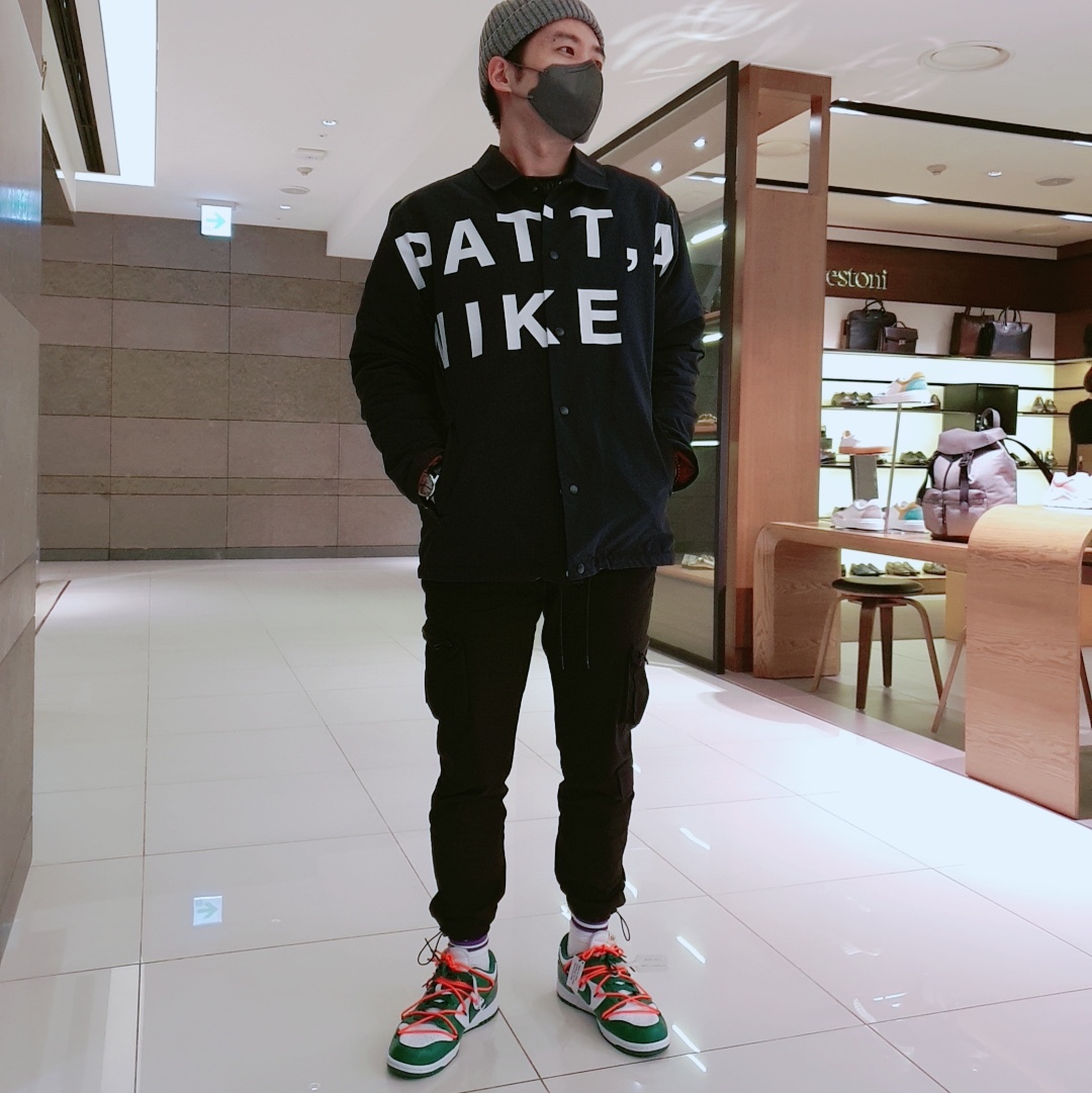 Nike x Off-White Dunk Low Pine Green 착용 스타일