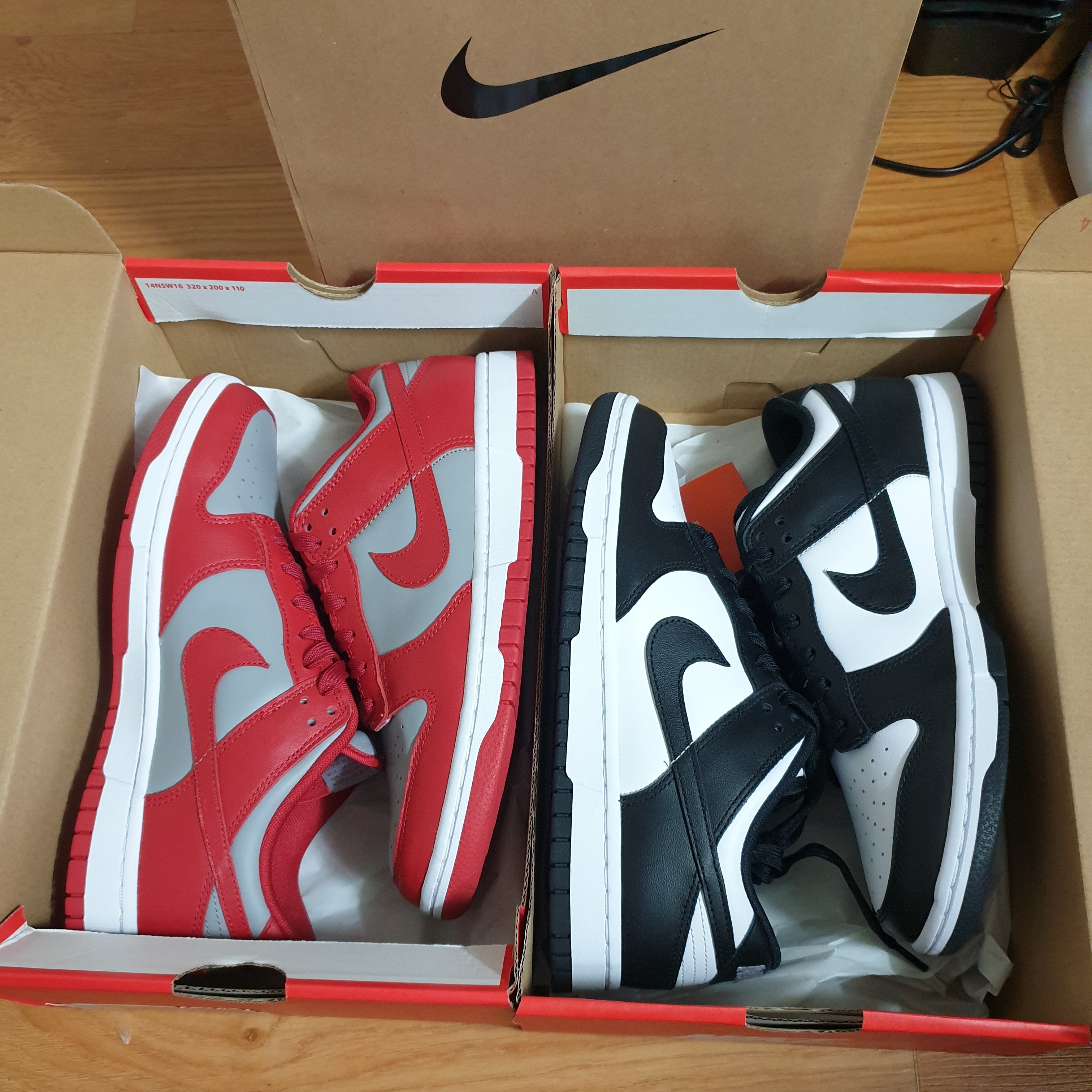 Nike x Supreme SB Dunk Low Jewel Swoosh Red, Nike Dunk Low SP Retro Viotech 2019 착용 스타일 - 5