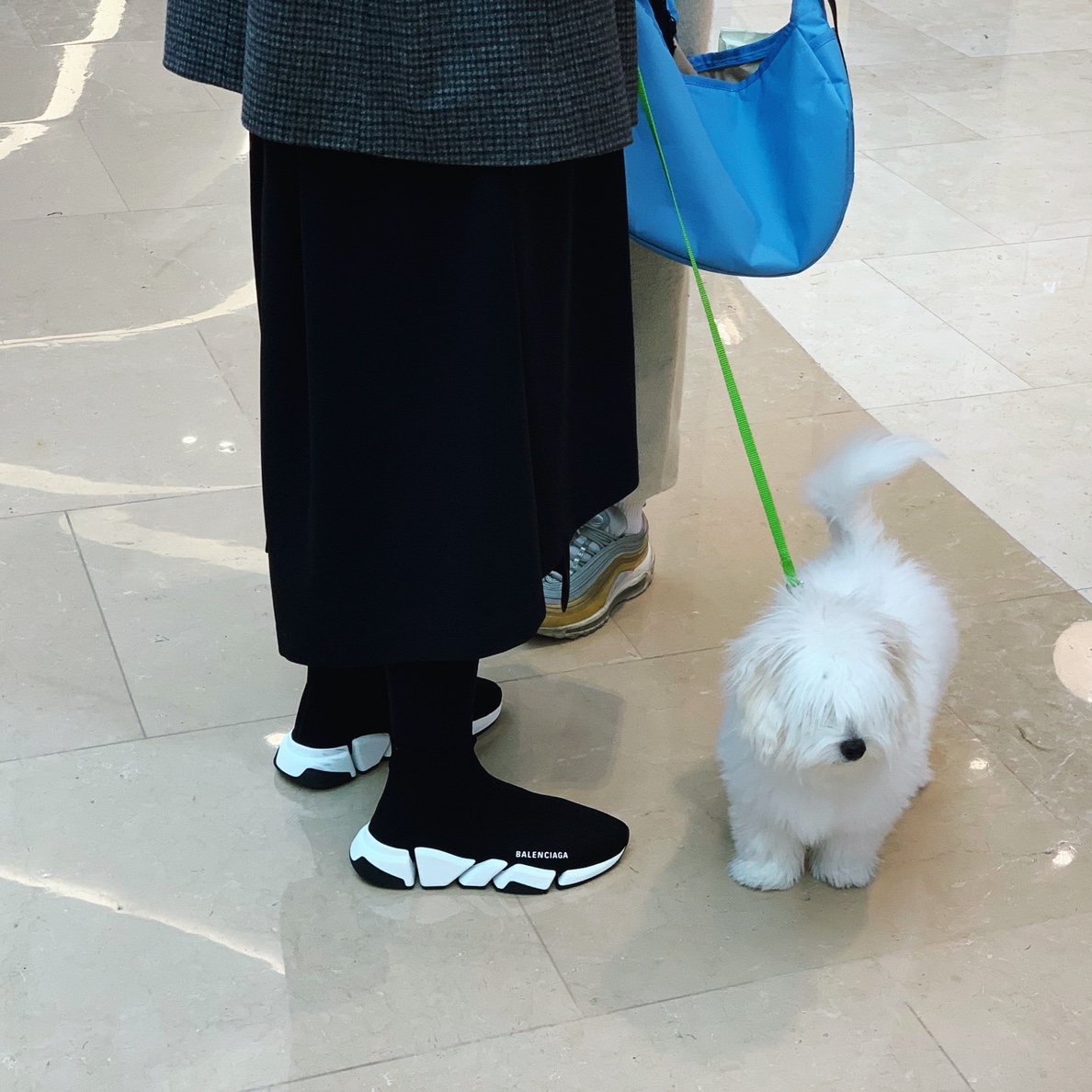 Balenciaga Speed Trainer Grey White Black, Balenciaga Speed 2.0 Trainer Black Knit White Sole 2020 착용 스타일 - 2