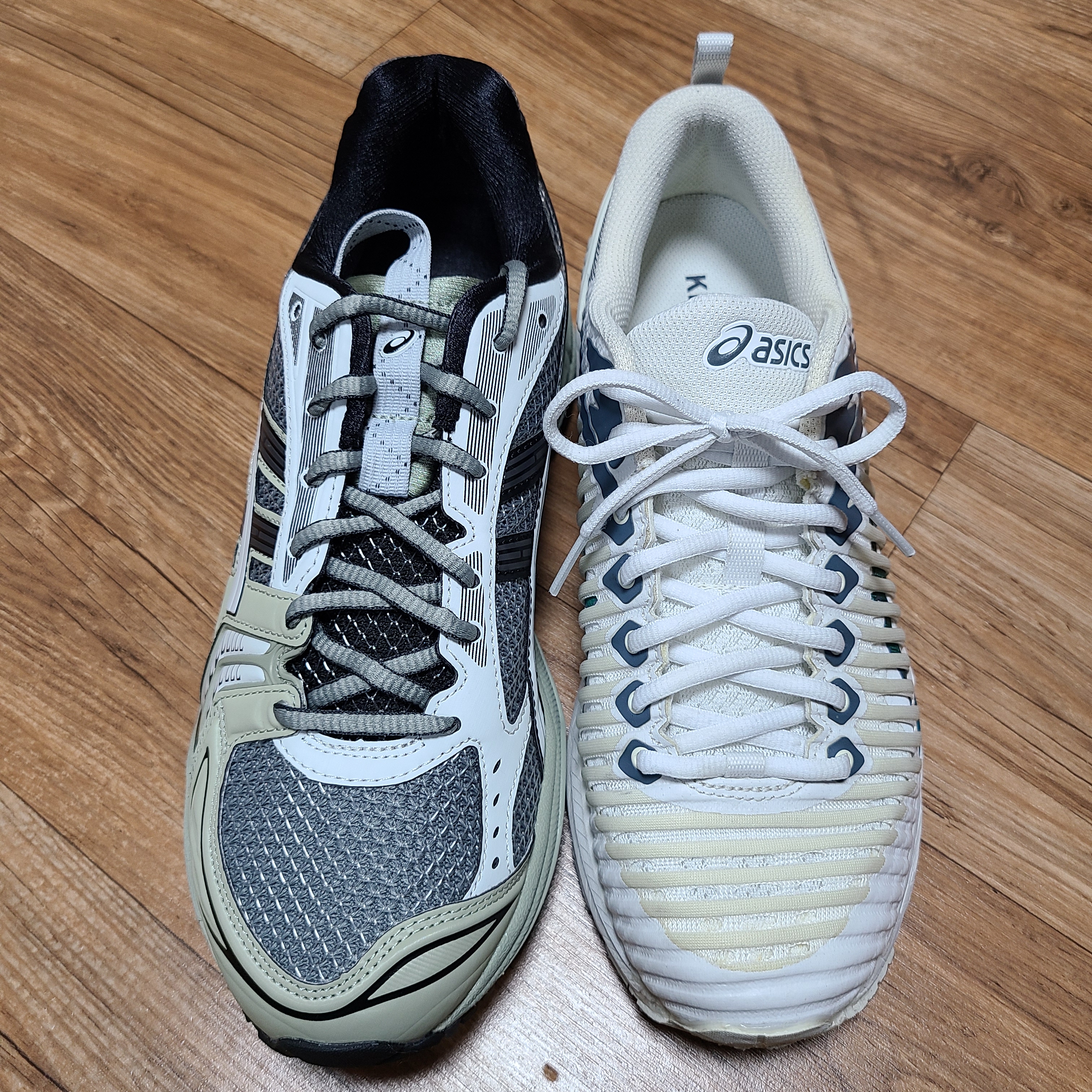 Asics UB1-S Gel-Kayano 14 Piedmont Grey, Asics x Kiko Kostadinov Gel-Delva 1 Cool Mist 착용 스타일