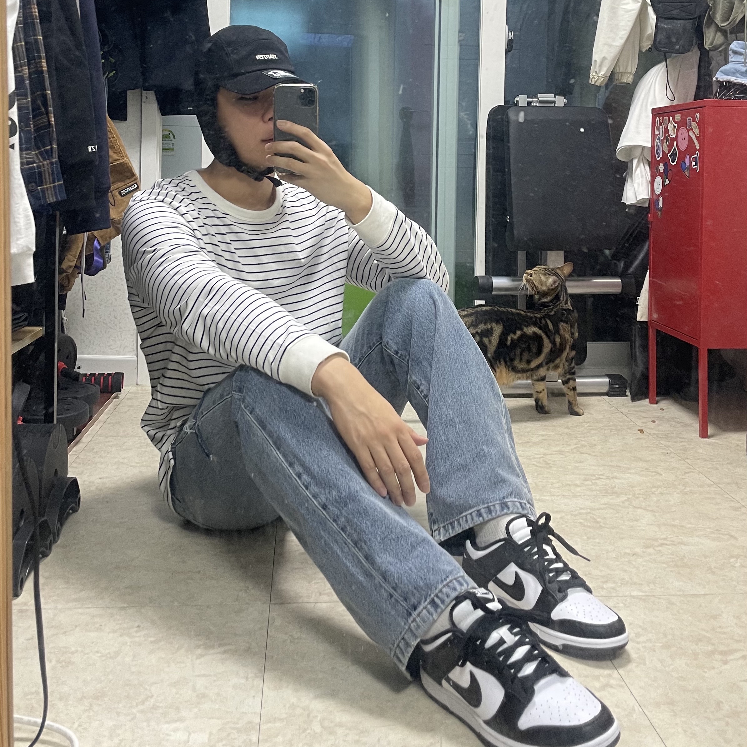 Nike Dunk Low Retro Black 착용 스타일 - 3