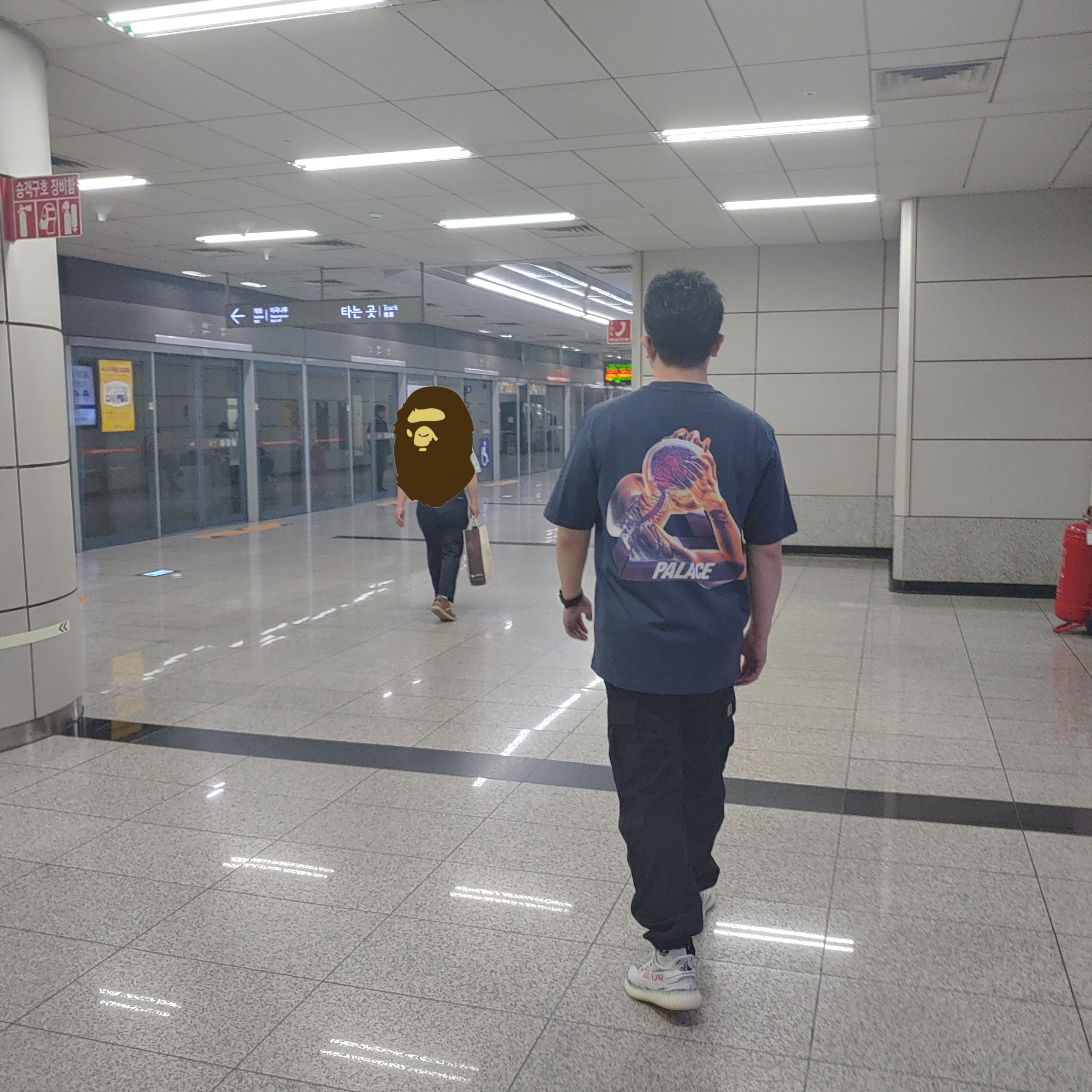 Adidas Yeezy Boost 350 V2 Zebra 2017/2019/2020, Palace Tri-Gaine T-Shirt Navy - 20SS 착용 스타일