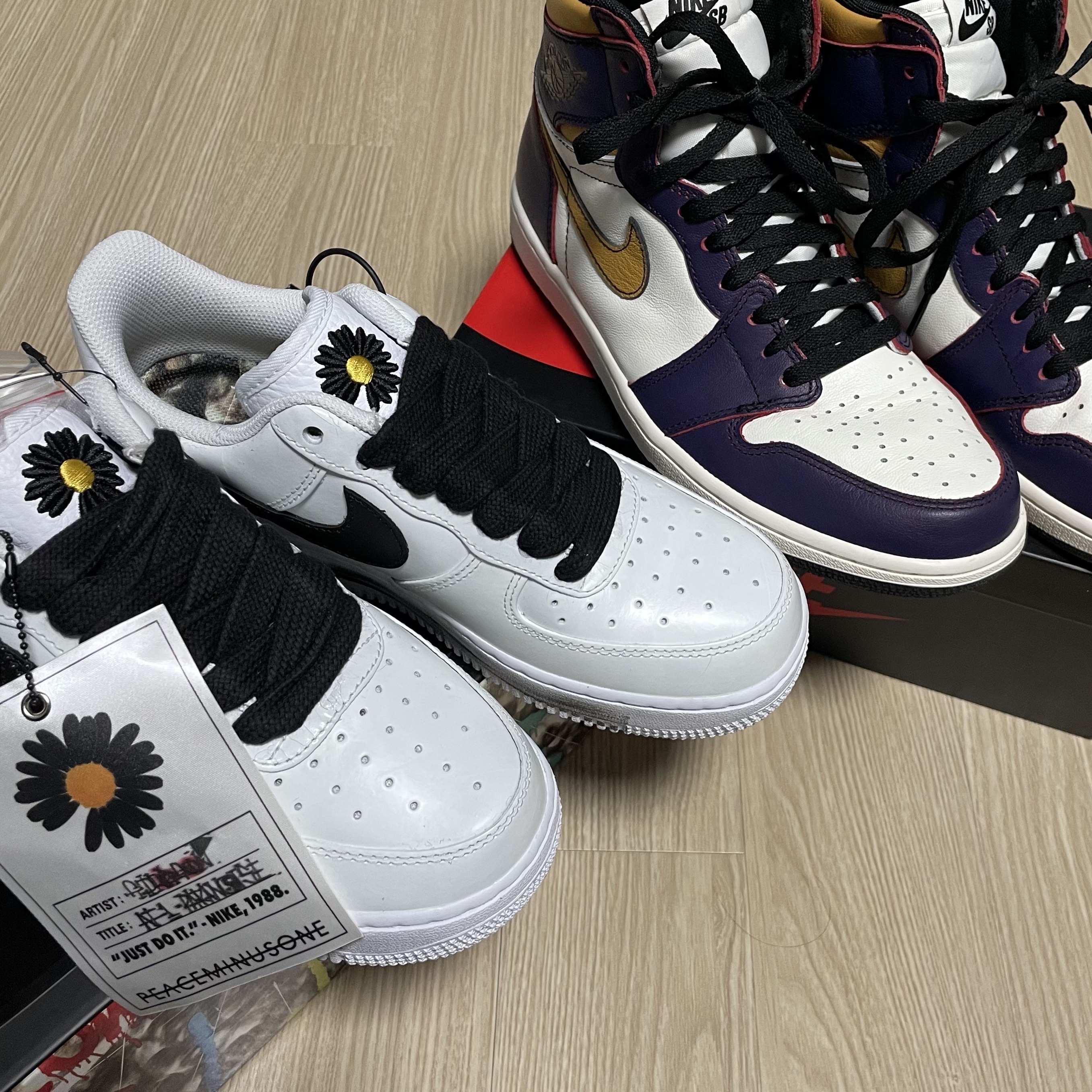 Nike x Peaceminusone Air Force 1 Low Para-Noise 2.0, Jordan 1 Retro High OG Defiant SB LA to Chicago 착용 스타일