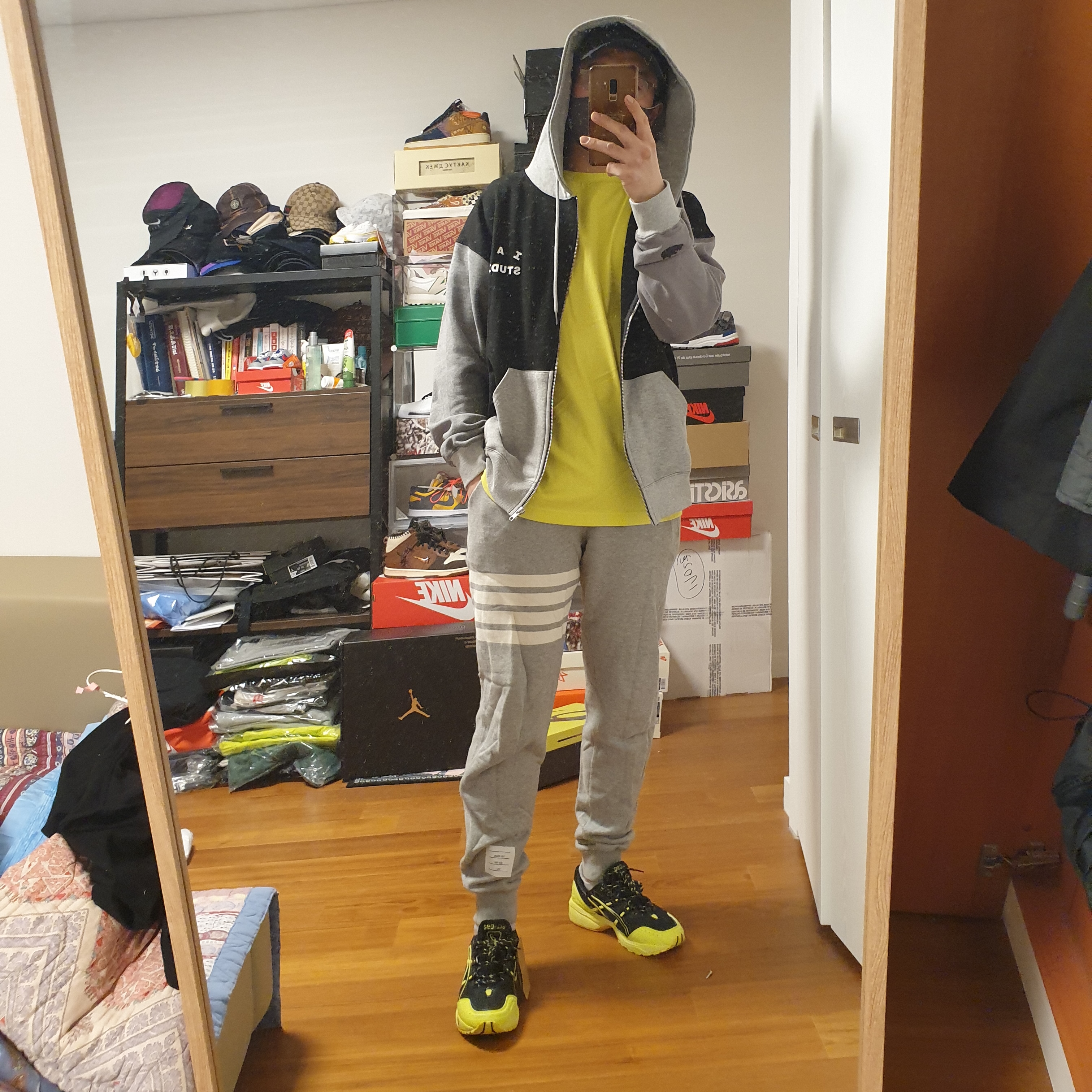 IAB Studio x Asics T-Shirt Lime, Asics x IAB Studio Gel-1090 Black 착용 스타일 - 2