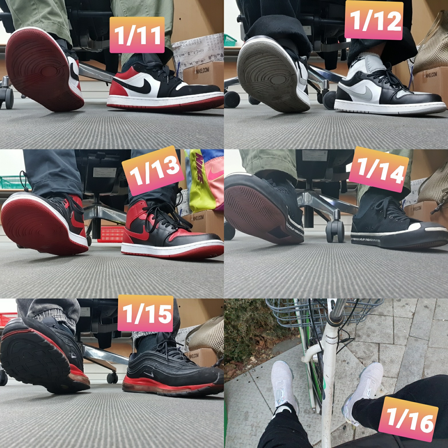 Jordan 1 Low Black Toe, Jordan 1 Low Black Light Smoke Grey 착용 스타일