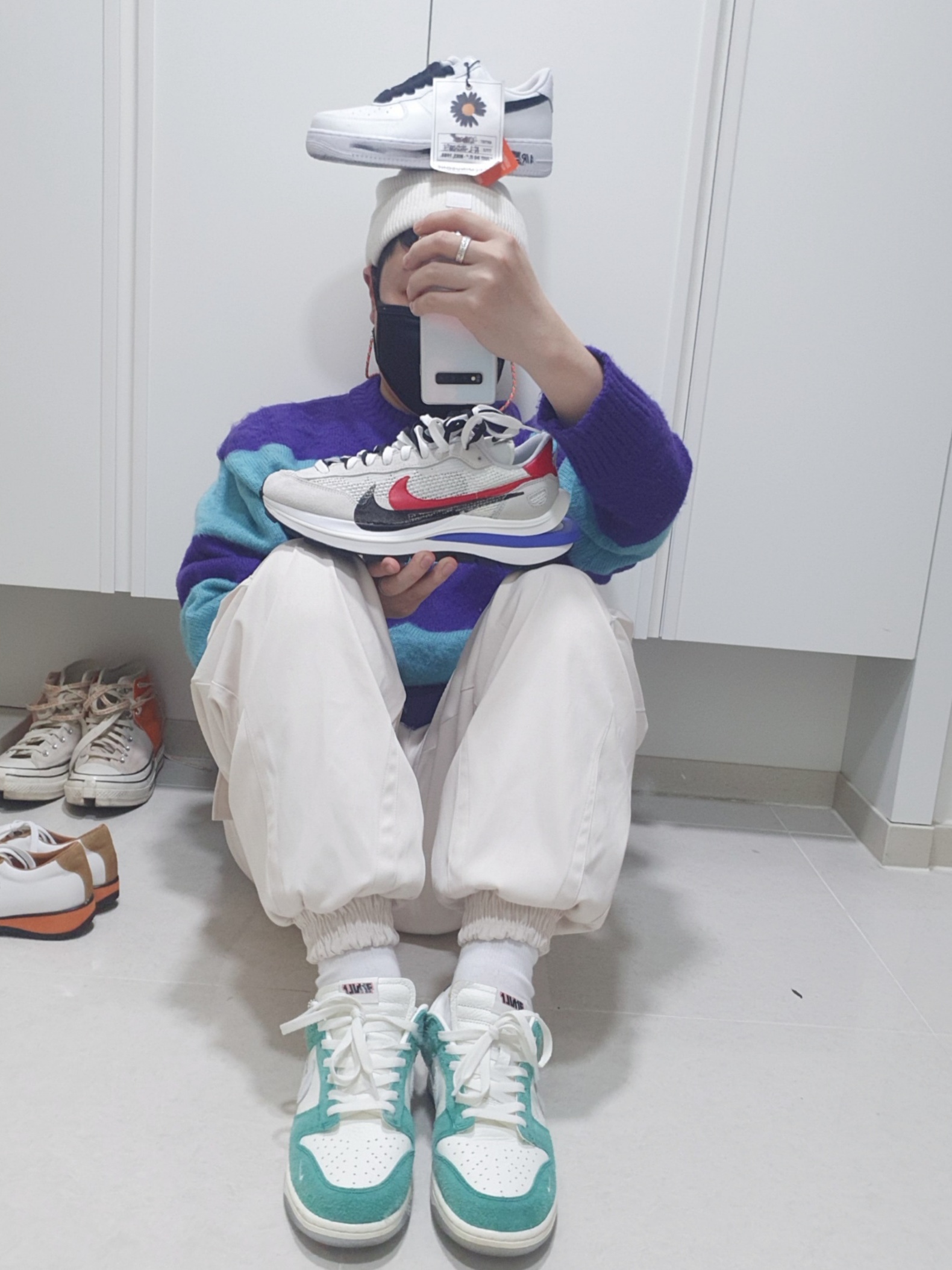 Nike x Kasina Dunk Low Road Sign - Kasina Exclusive, Nike x Sacai VaporWaffle Royal Fuchsia 착용 스타일