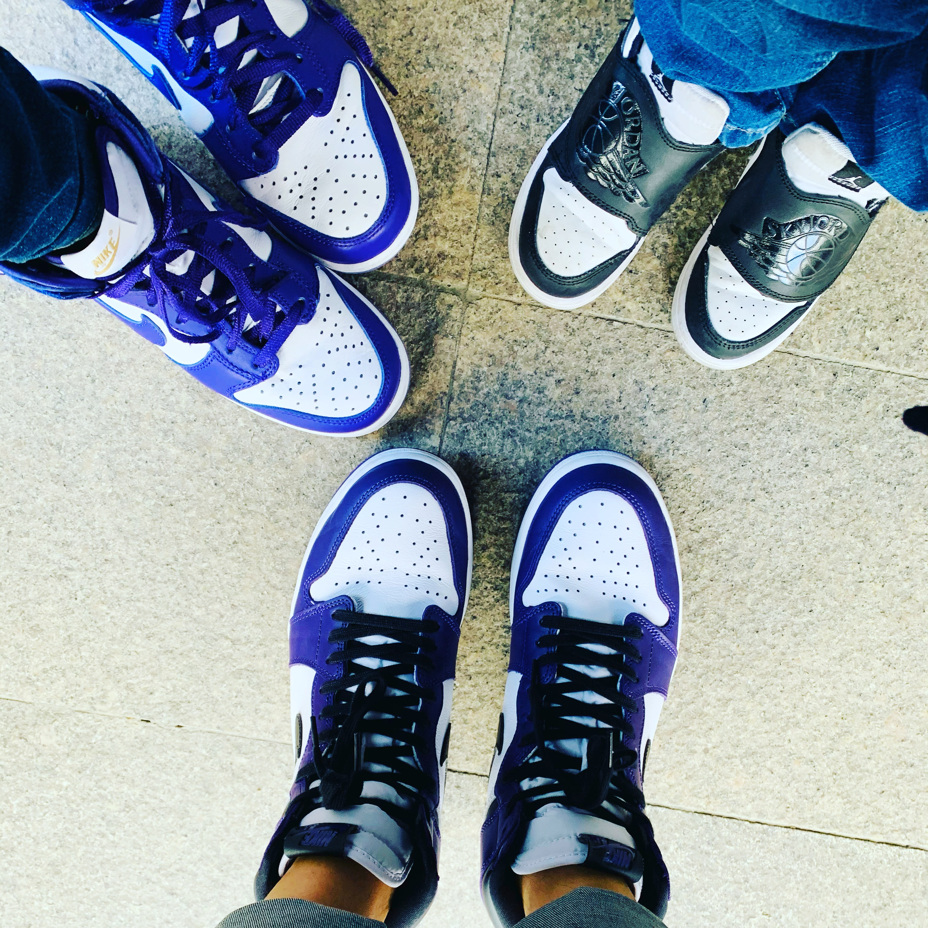 Jordan 1 Retro High OG Court Purple 2020, (W) Nike Dunk High SP Varsity Purple 착용 스타일