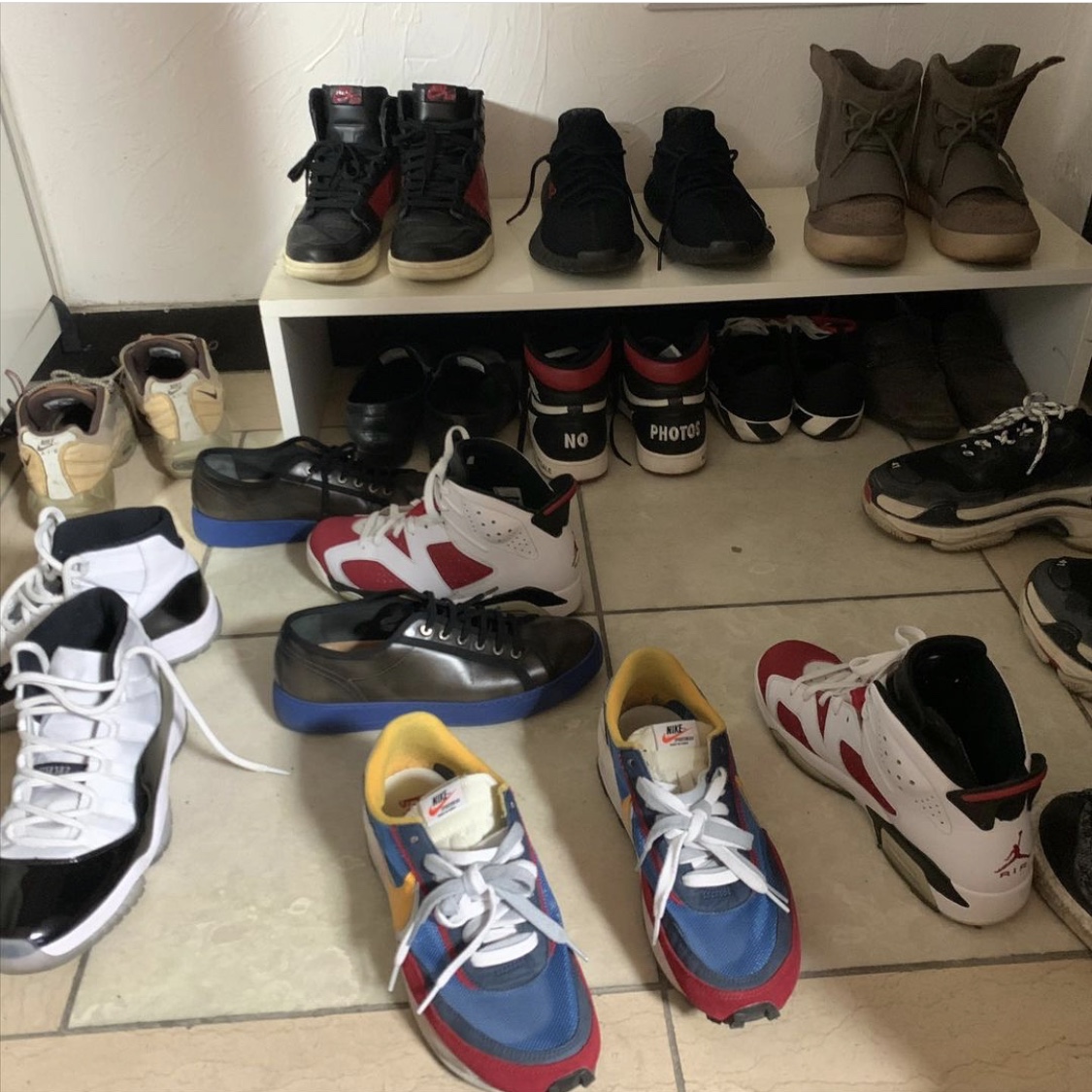 Jordan 11 Retro Concord 2018, Nike x Sacai LDWaffle Blue Multi 착용 스타일