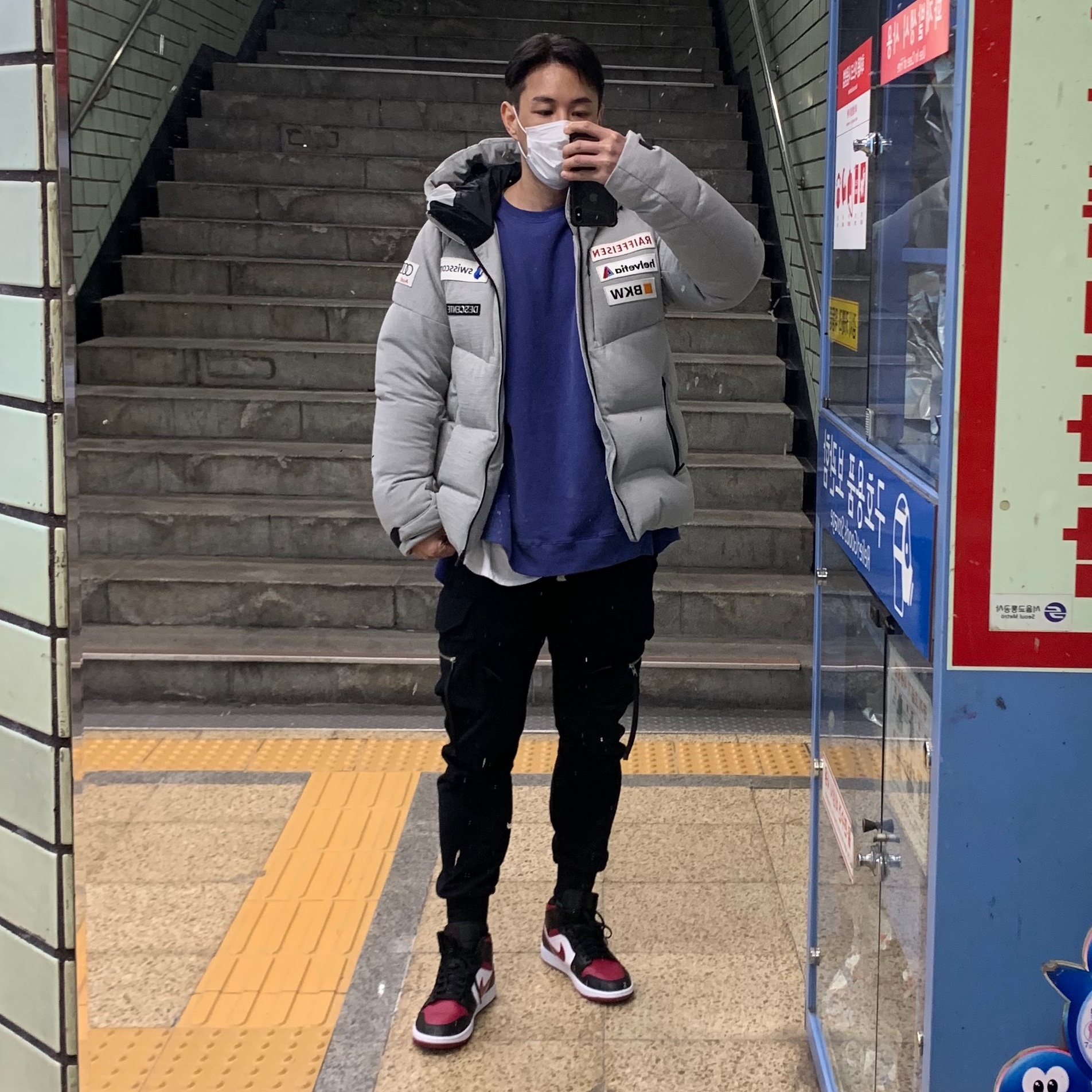 Jordan 1 Mid Bred Toe Noble Red 착용 스타일