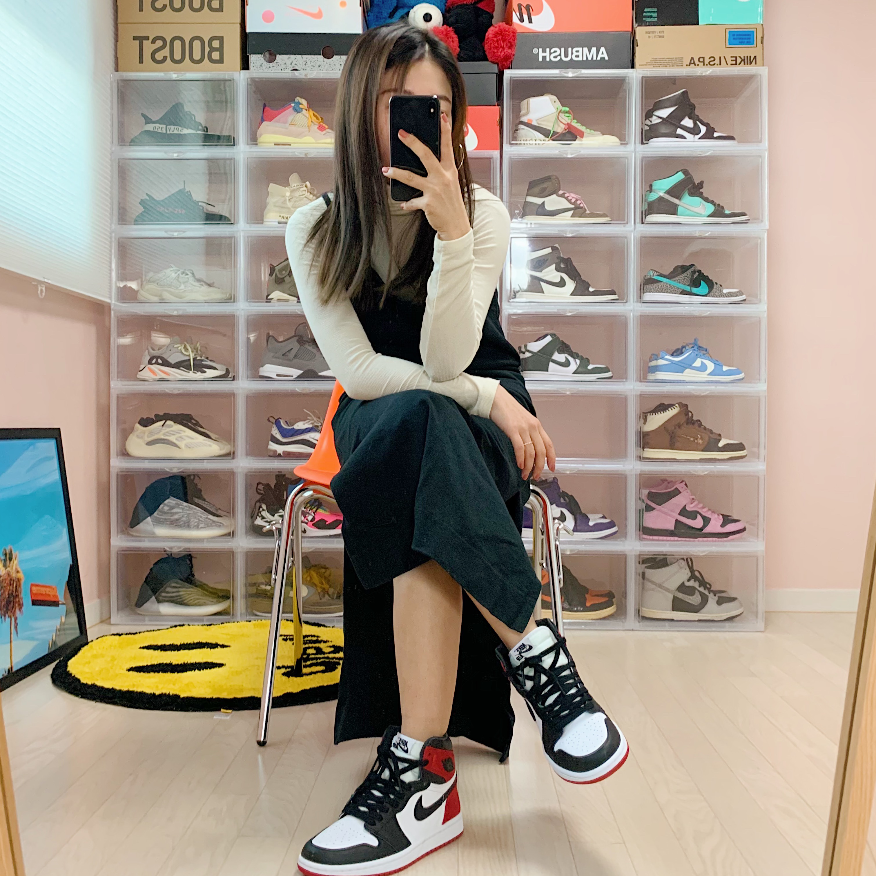 (W) Jordan 1 Retro High Satin Black Toe 착용 스타일