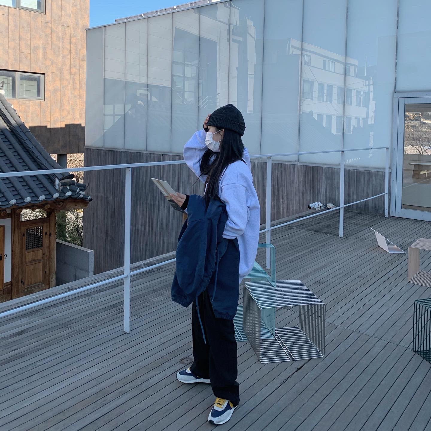 IAB Studio Half Zip Pullover Light Gray, (W) Nike x Undercover Daybreak Obsidian 착용 스타일 - 1