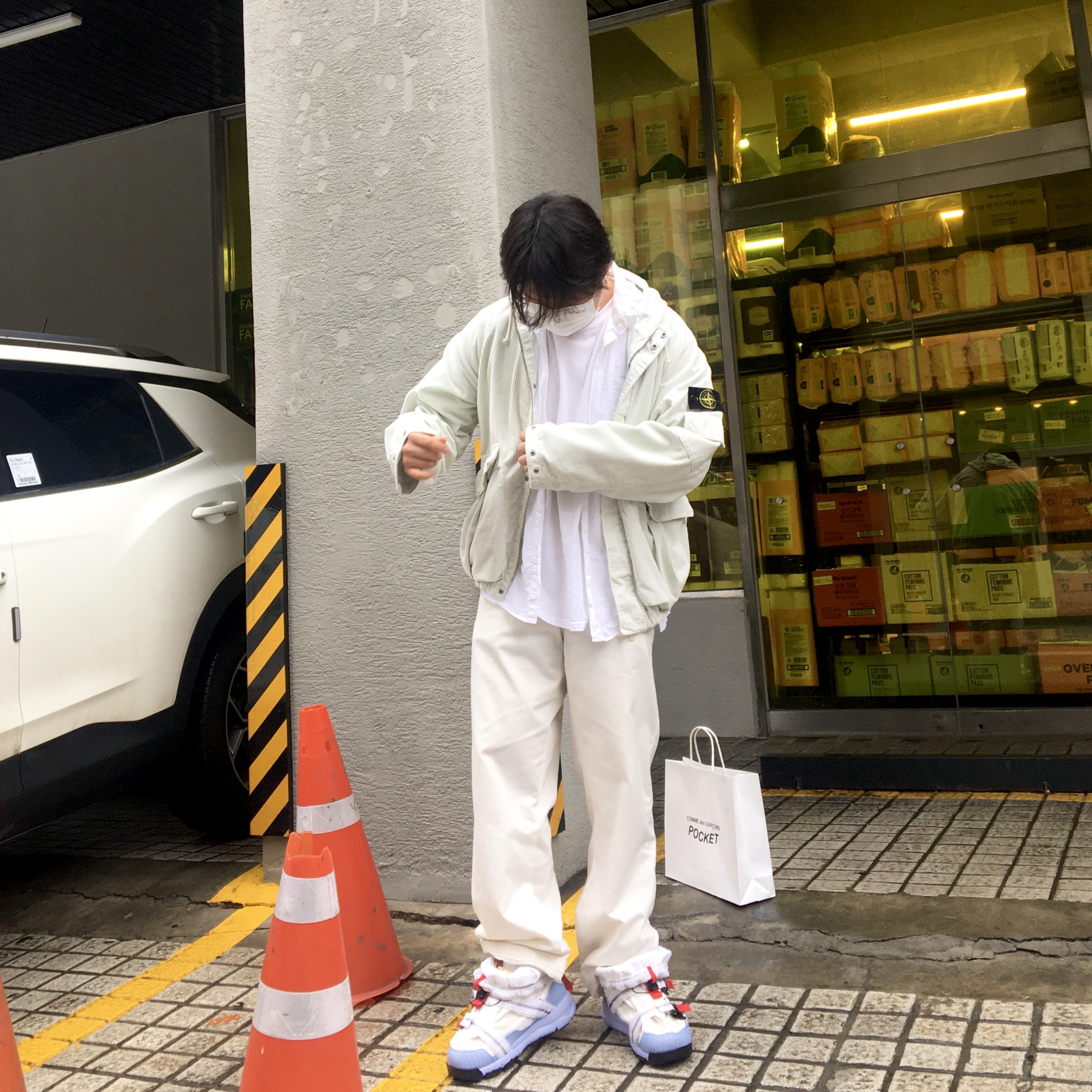 Nike x Tom Sachs Mars Yard Overshoe 3.0, Supreme x Stone Island Corduroy Jacket Stone - 20FW 착용 스타일 - 1
