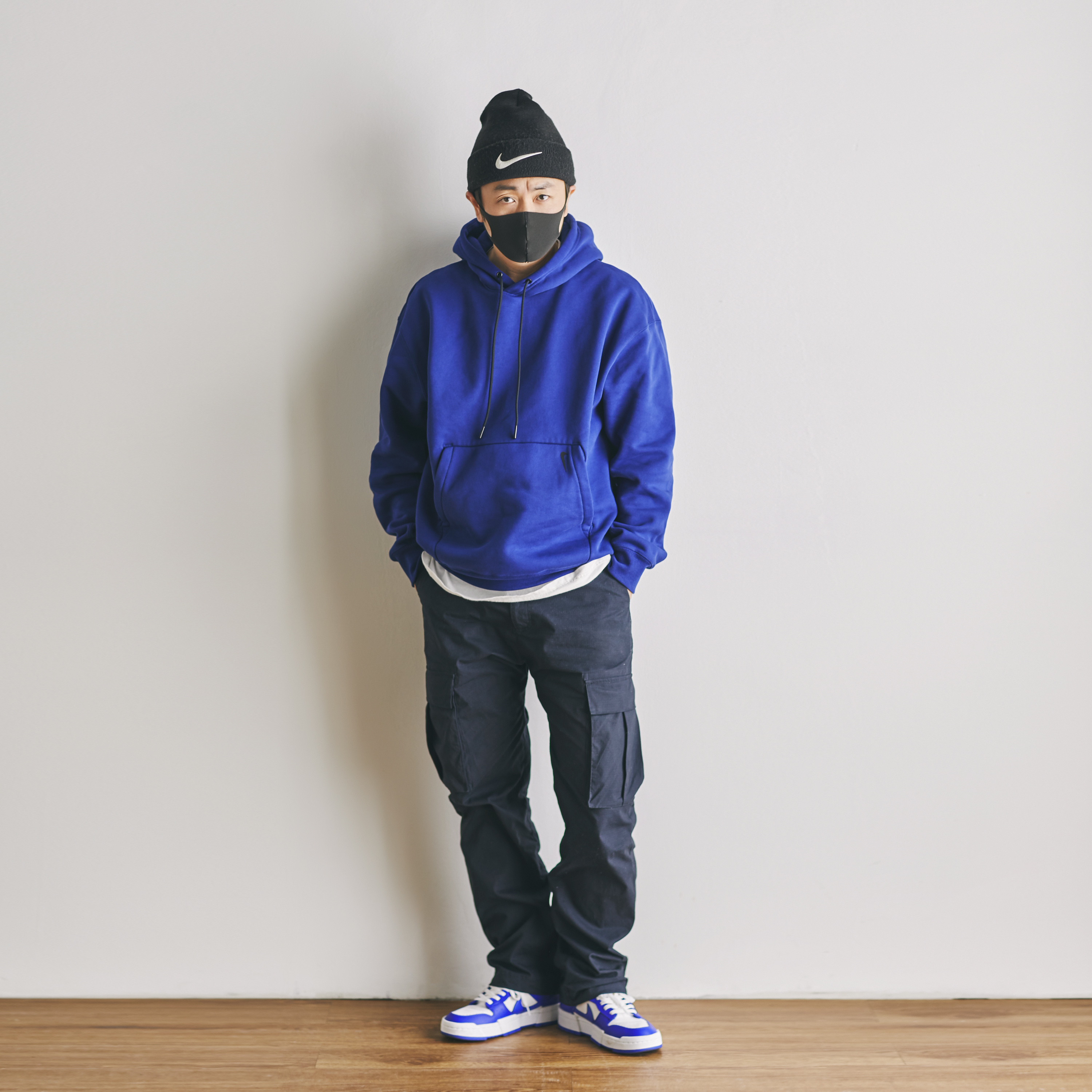(W) Nike Dunk Low Disrupt Game Royal, Nike x Stussy Cuff Beanie Black 착용 스타일