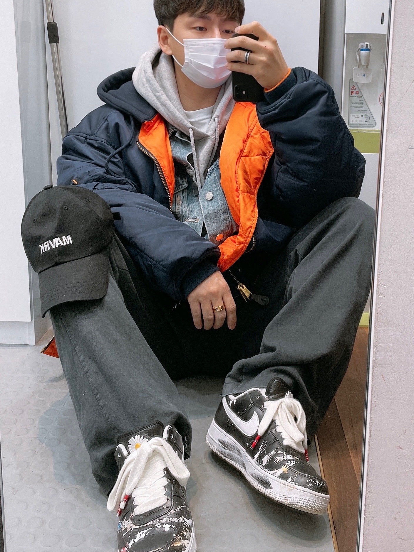 Nike x Peaceminusone Air Force 1 Low Para-Noise 착용 스타일
