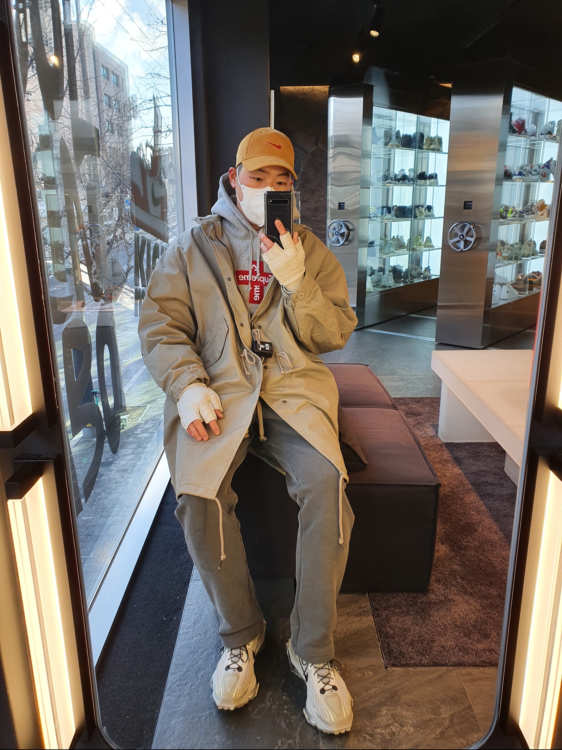 Nike x Matthew M Williams Zoom 004 Stone, Supreme Cross Box Logo Hooded Sweatshirt Heather Grey - 20FW 착용 스타일