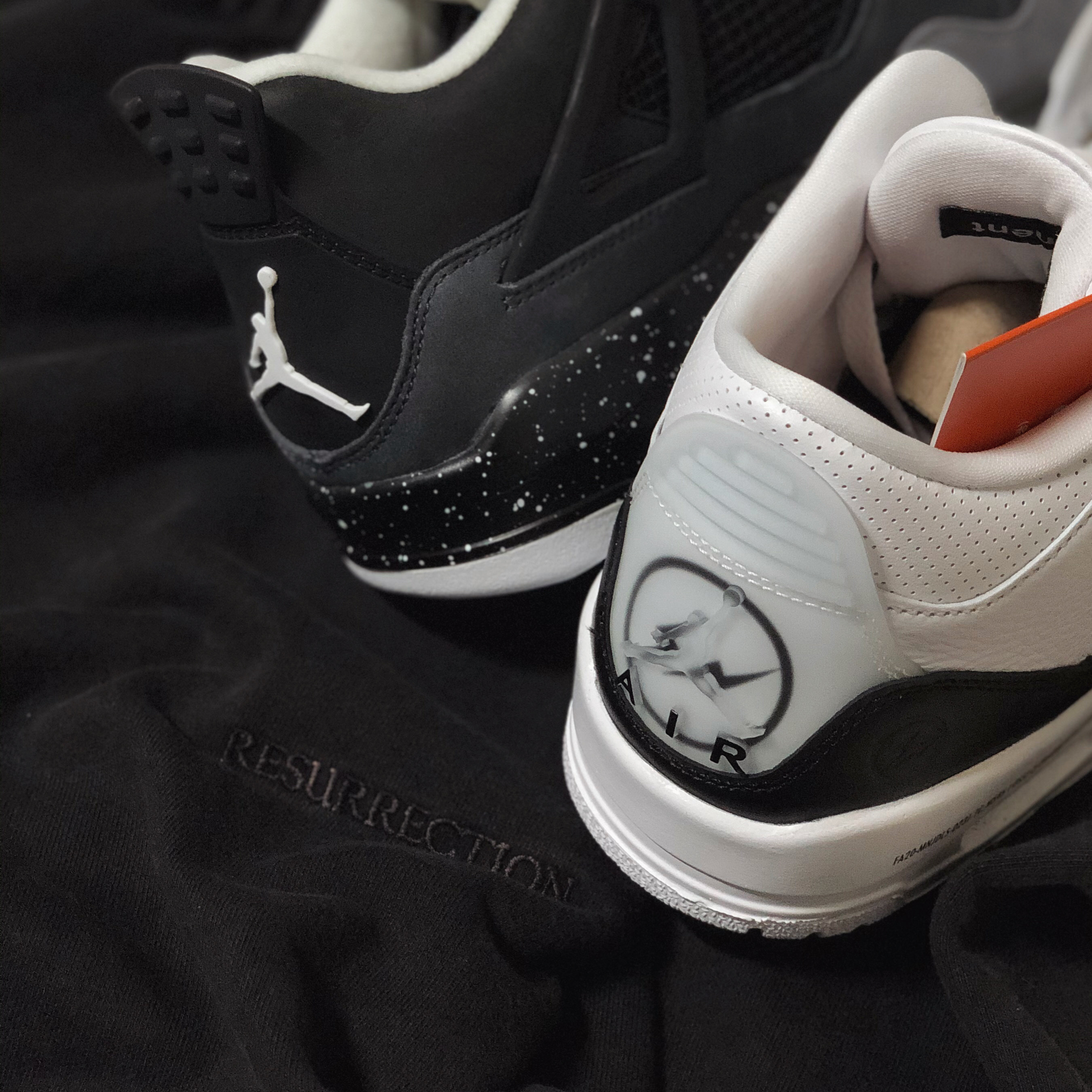 Jordan 3 x Fragment Retro SP White Black, Jordan 4 Retro Fear Pack 착용 스타일