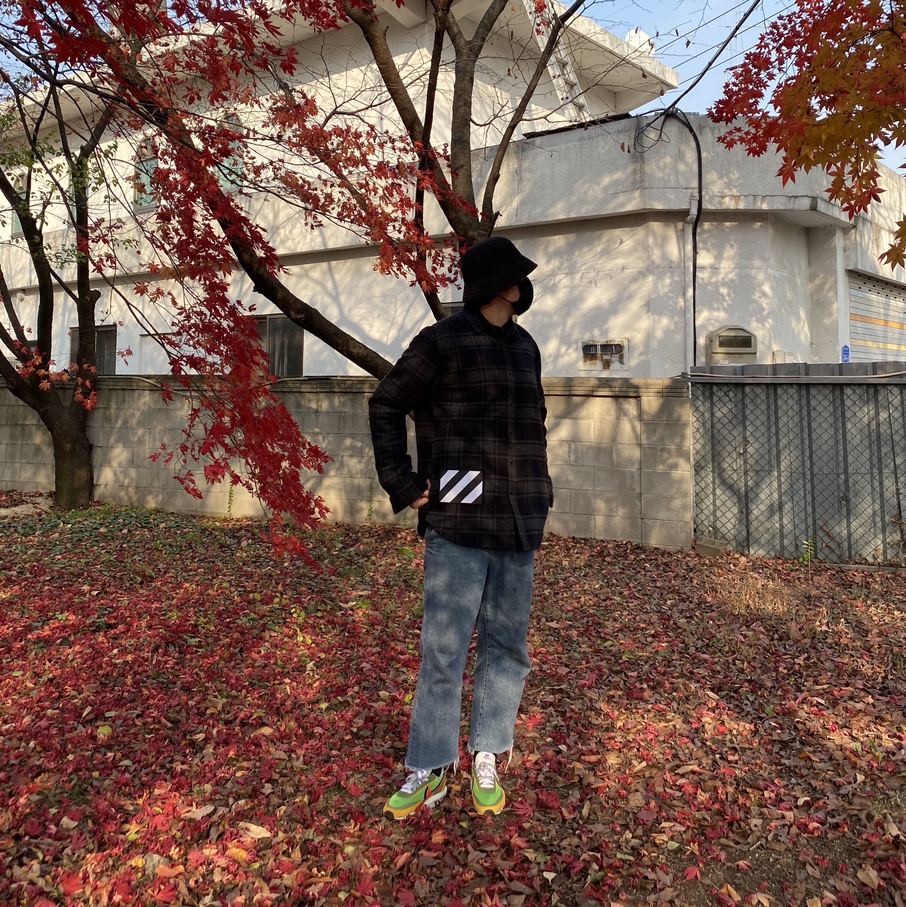 Nike x Sacai LDWaffle Green Multi 착용 스타일