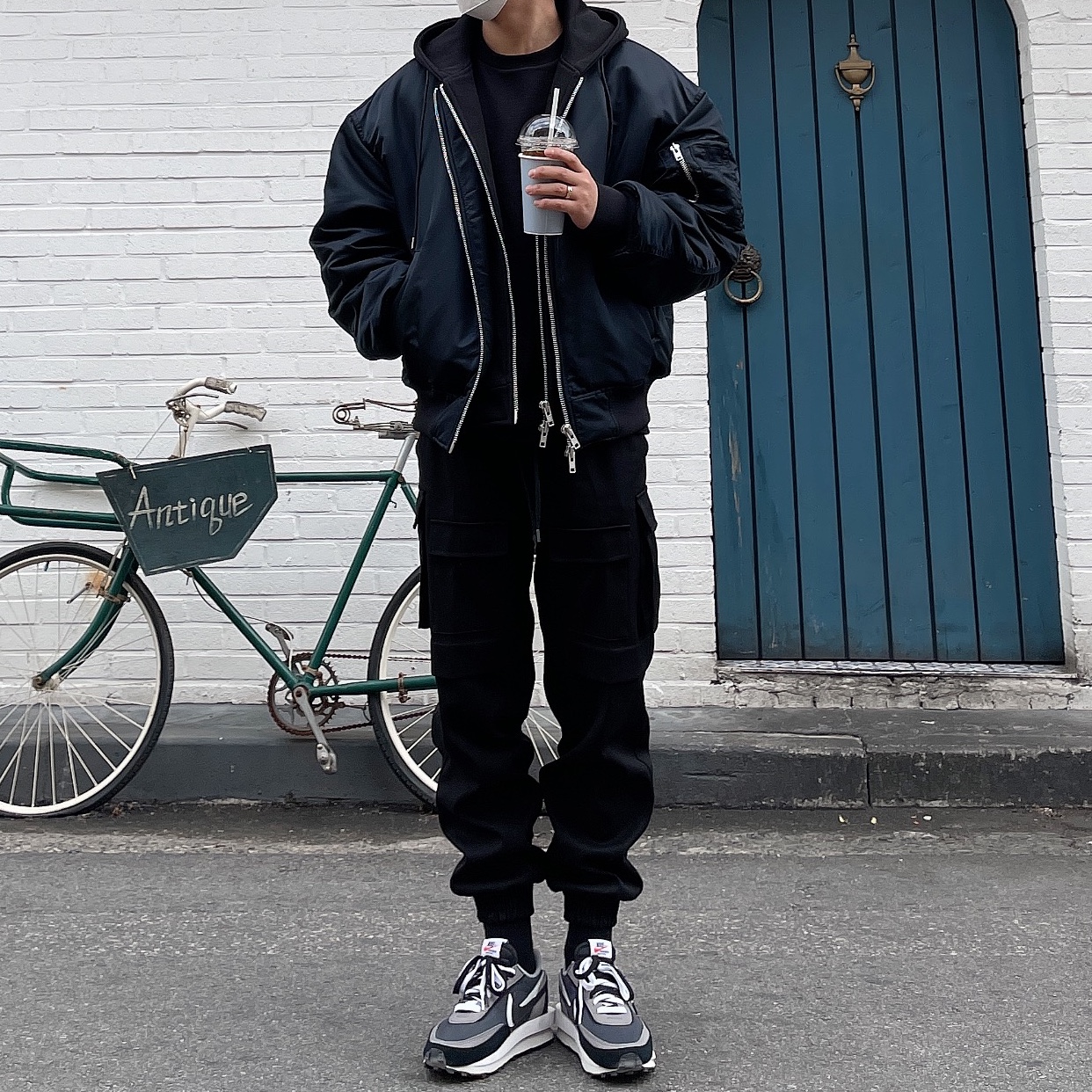 Nike x Sacai LDWaffle Black 착용 스타일