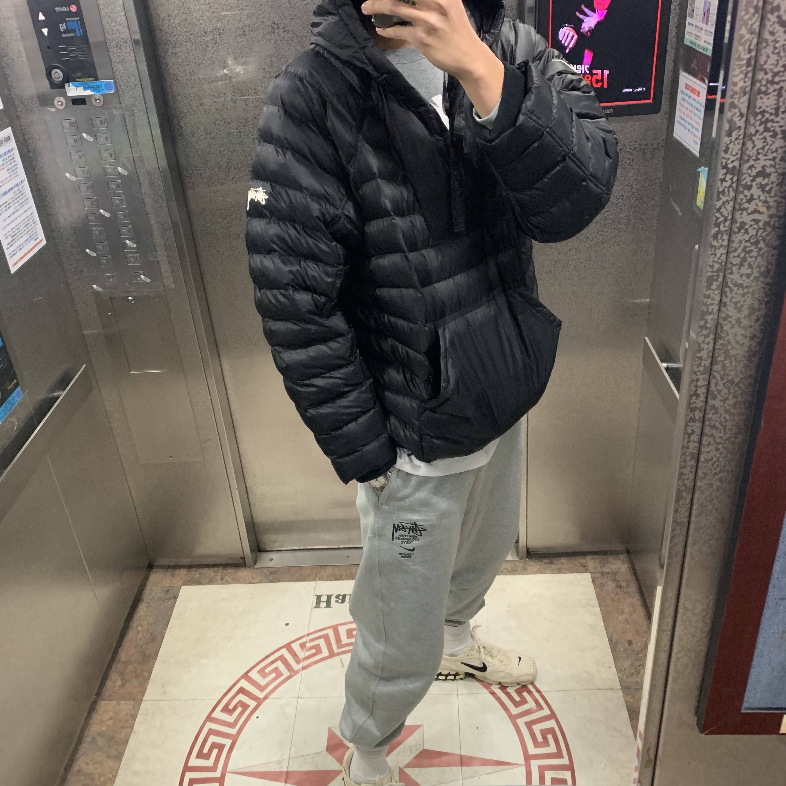 Nike x Stussy NRG ZR Fleece Pants Heather Grey - US/EU, Nike x Stussy Air Zoom Spiridon Cage 2 Fossil 착용 스타일